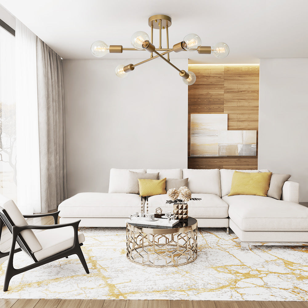 Vallin Modern Brass Semi Flush Mount Chandelier - Lamp Copper