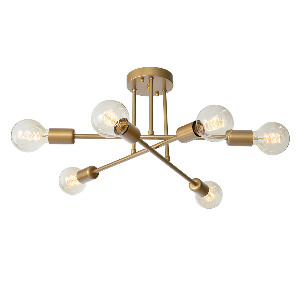 Vallin Modern Brass Semi Flush Mount Chandelier - Lamp Copper