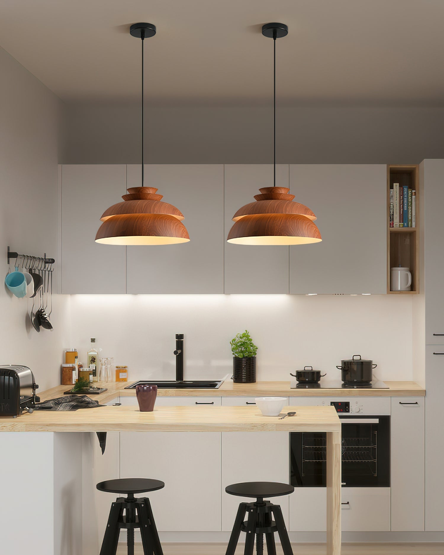Pendant Lamp Aluminum Layered Dome Modern Minimalist - Lamp Copper
