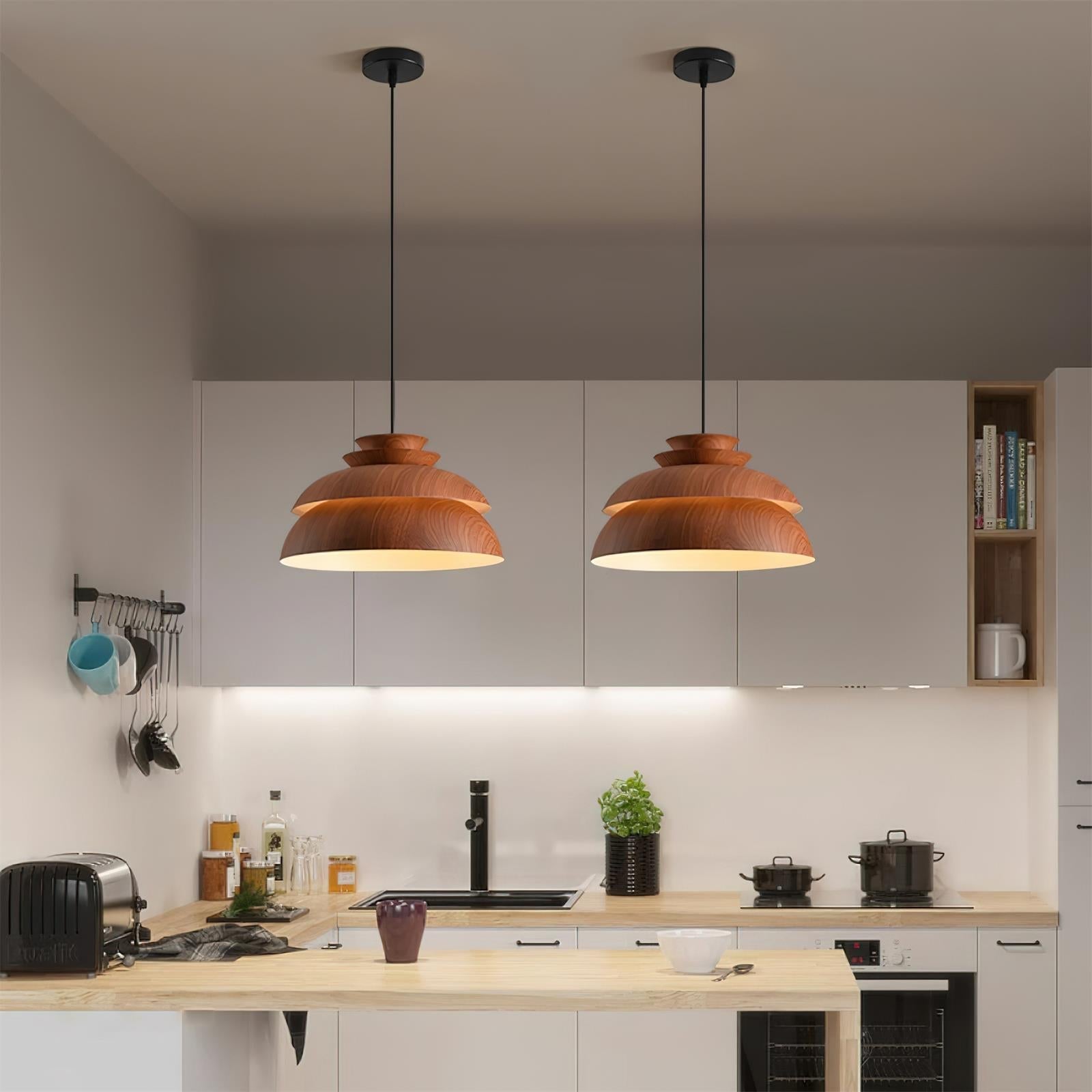 Pendant Lamp Aluminum Layered Dome Modern Minimalist - Lamp Copper