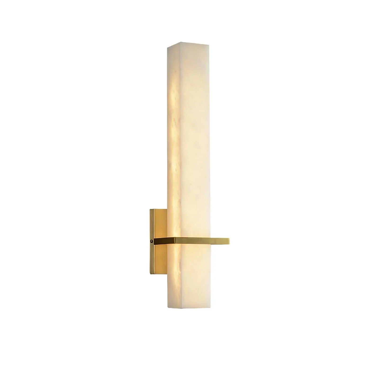 Ritta Wall Lamp White Alabaster Brass Modern Cuboid - Lamp Copper