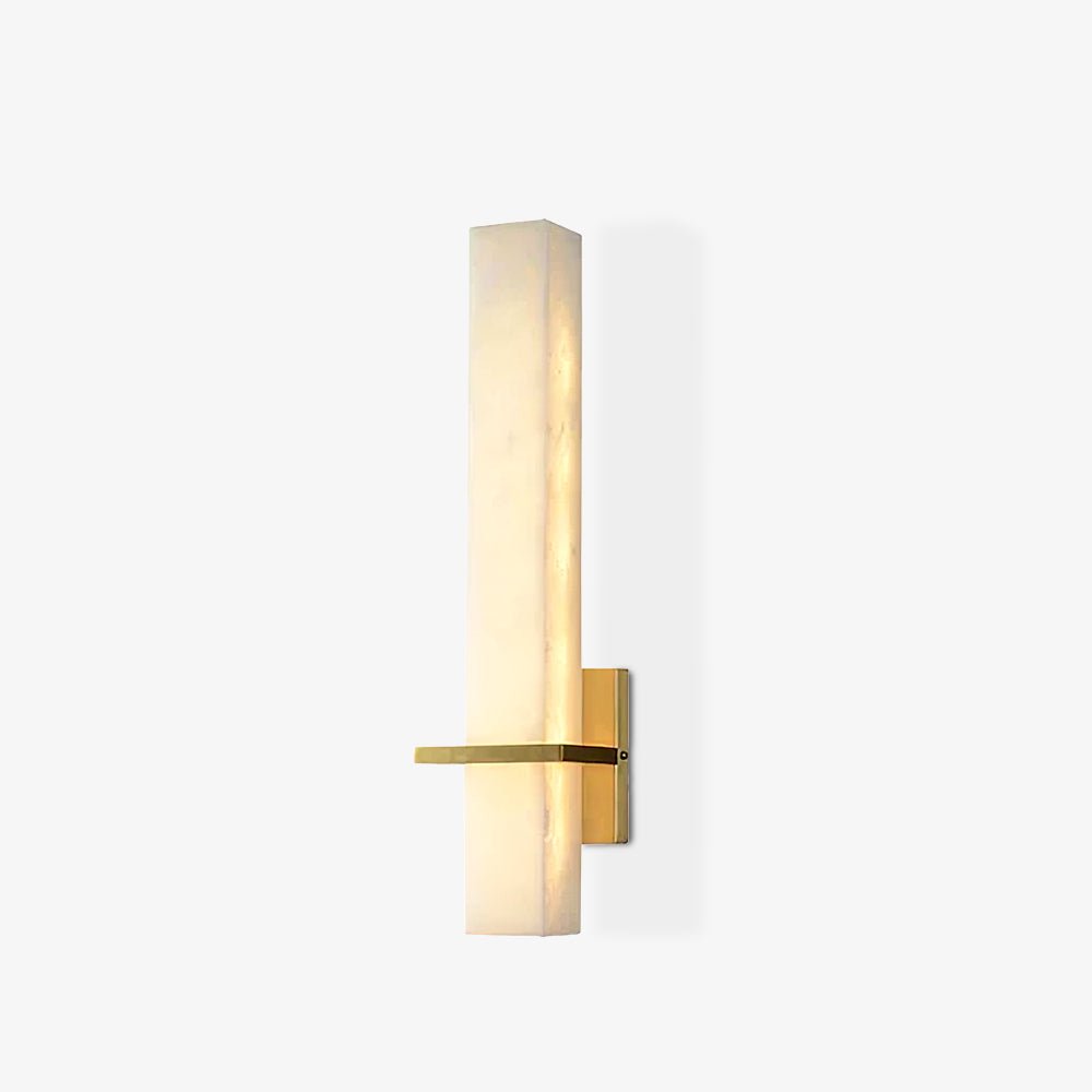 Ritta Wall Lamp White Alabaster Brass Modern Cuboid - Lamp Copper