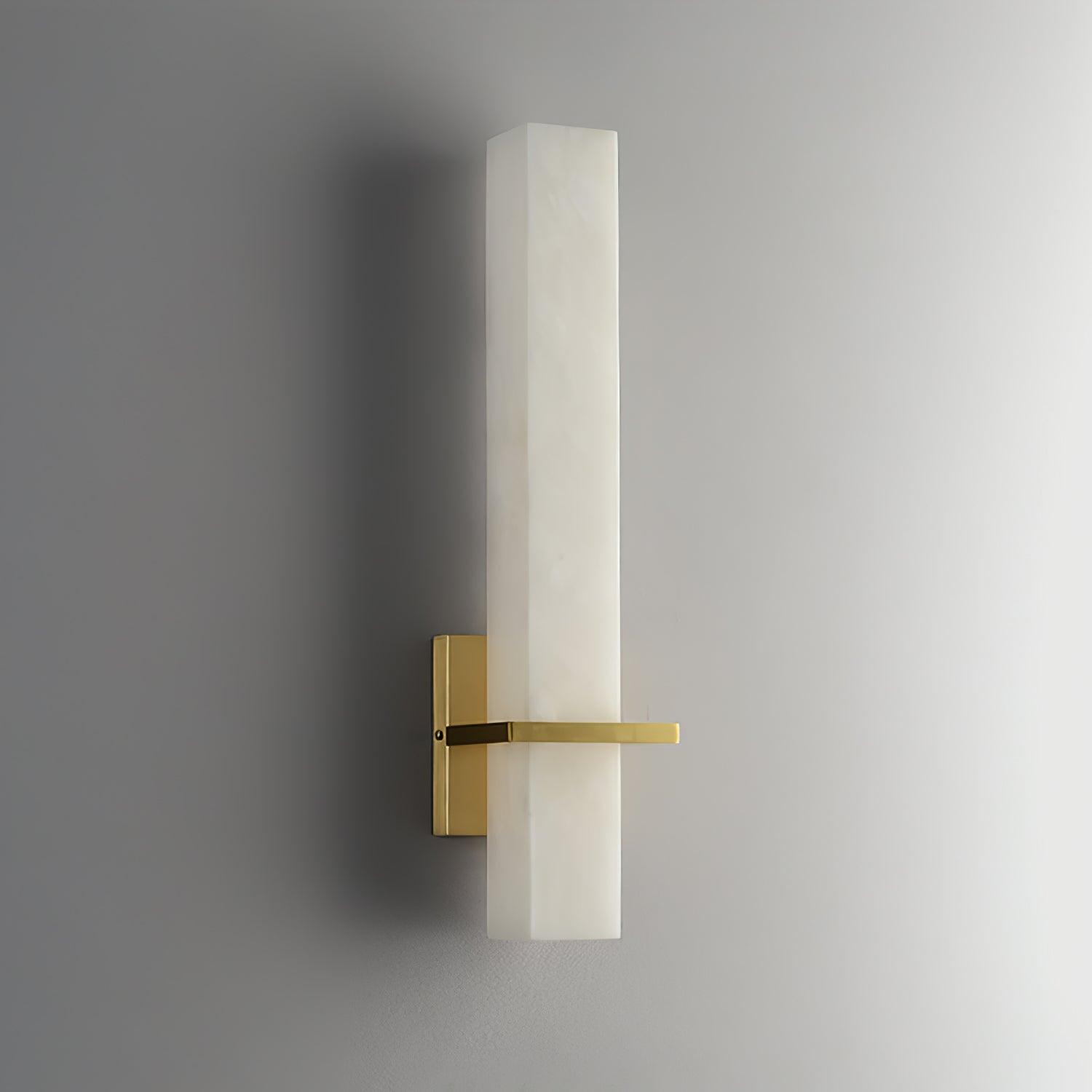 Ritta Wall Lamp White Alabaster Brass Modern Cuboid - Lamp Copper