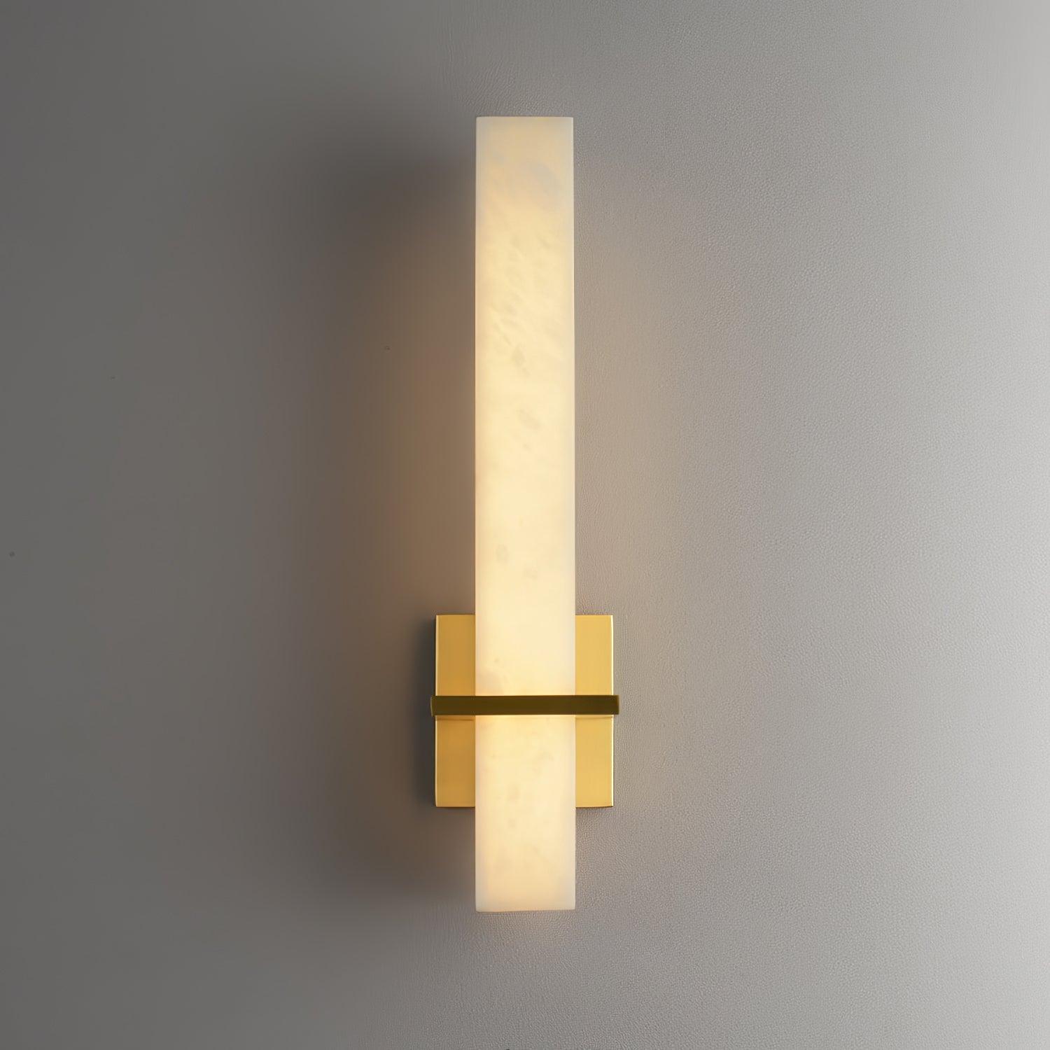 Ritta Wall Lamp White Alabaster Brass Modern Cuboid - Lamp Copper