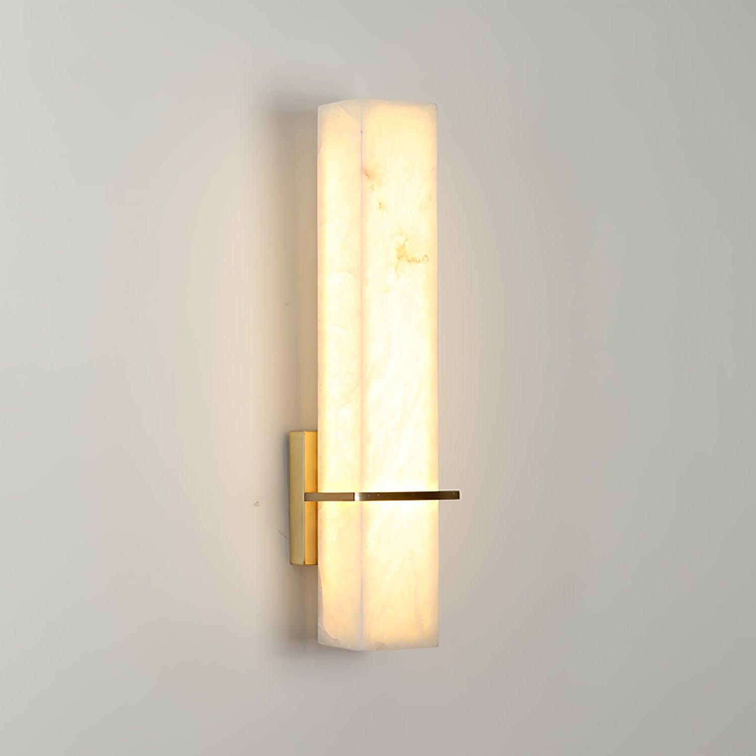 Ritta Wall Lamp White Alabaster Brass Modern Cuboid - Lamp Copper