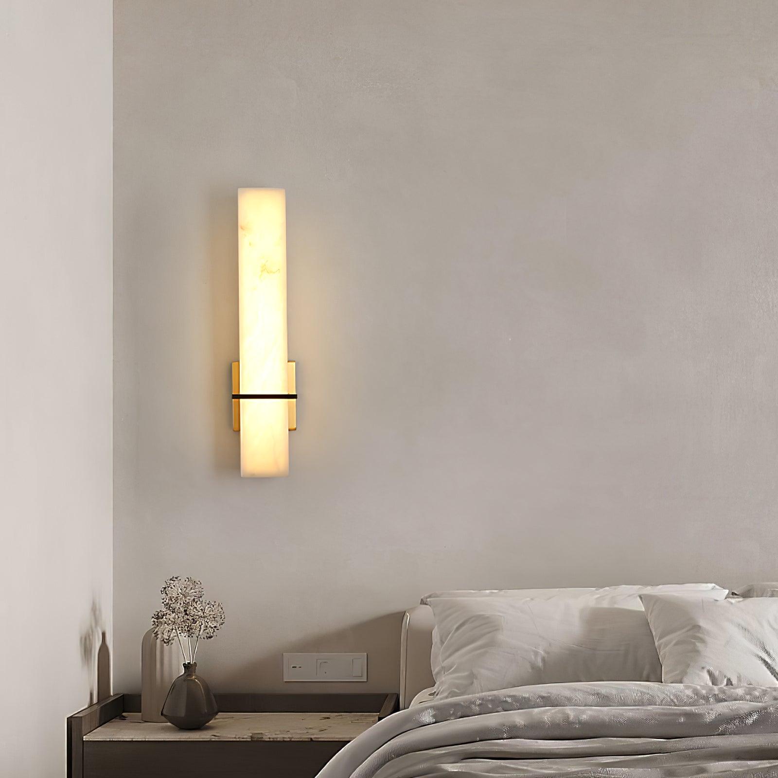 Ritta Wall Lamp White Alabaster Brass Modern Cuboid - Lamp Copper