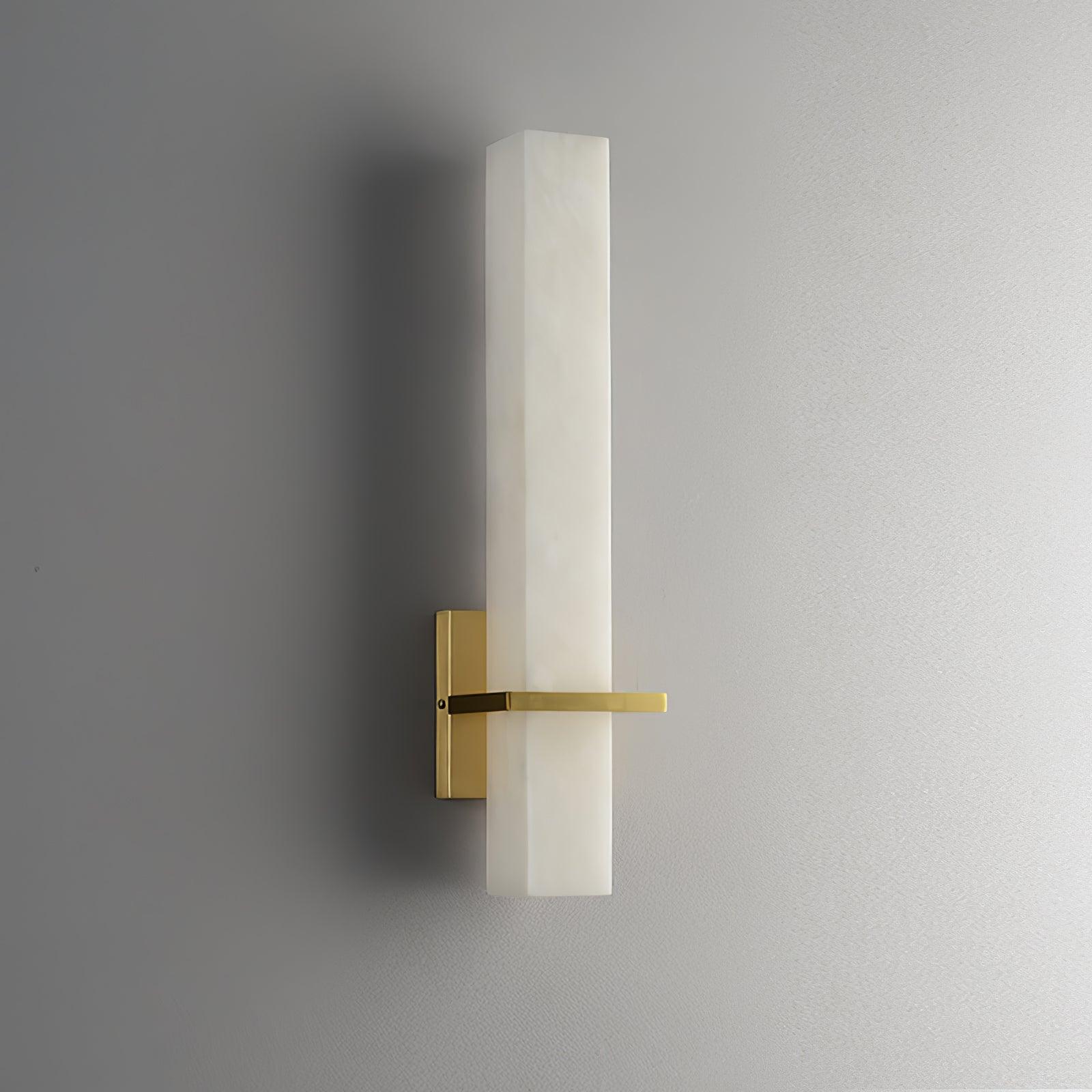 Ritta Wall Lamp White Alabaster Brass Modern Cuboid - Lamp Copper