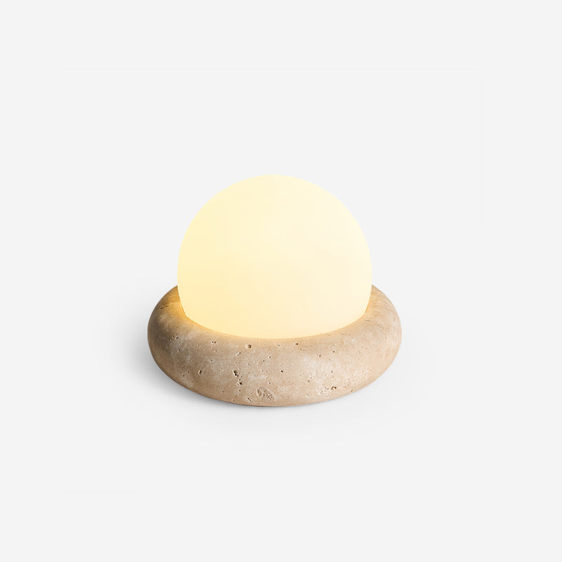 Riita Travertine Globe Table Lamp Mini Maga - Lamp Copper