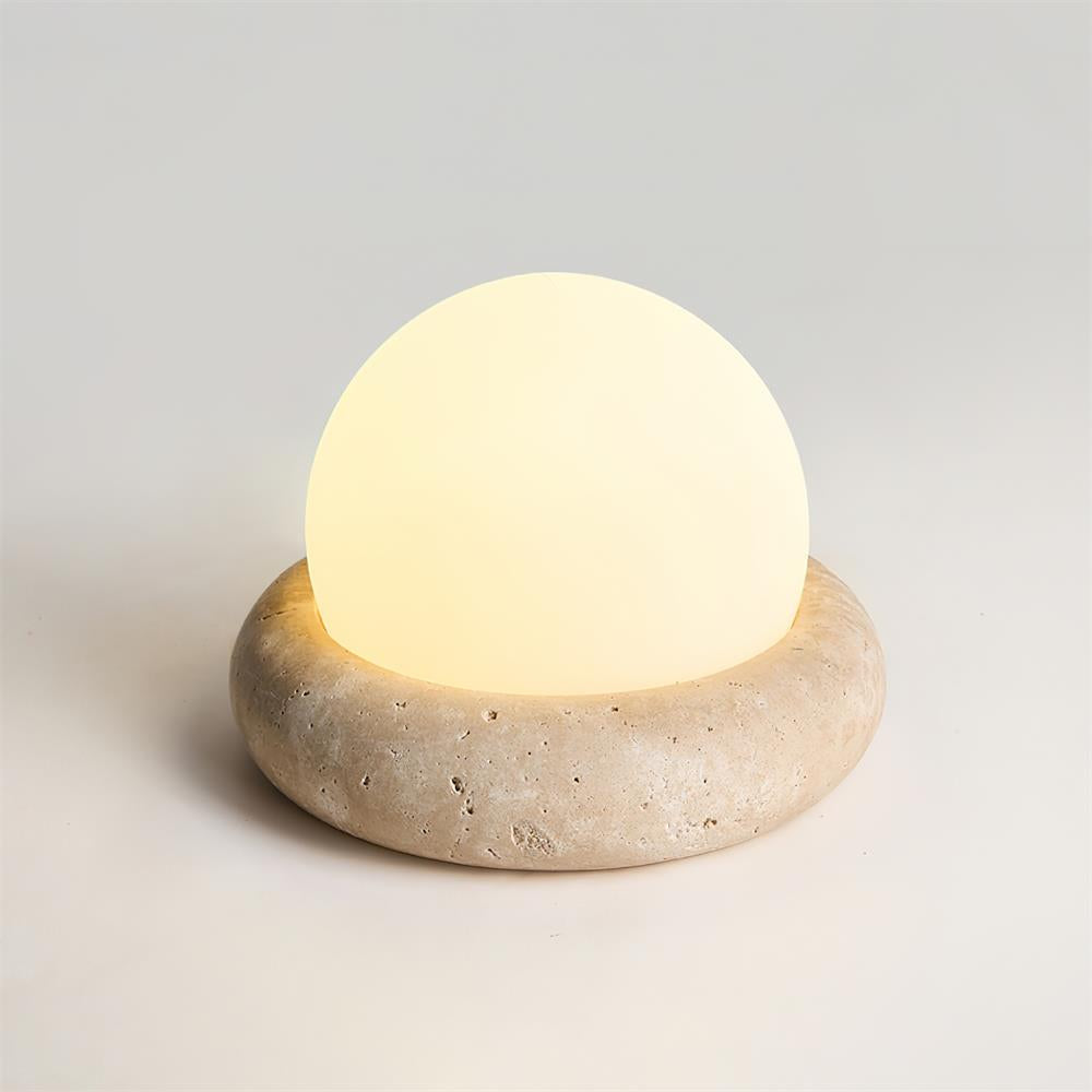 Riita Travertine Globe Table Lamp Mini Maga - Lamp Copper