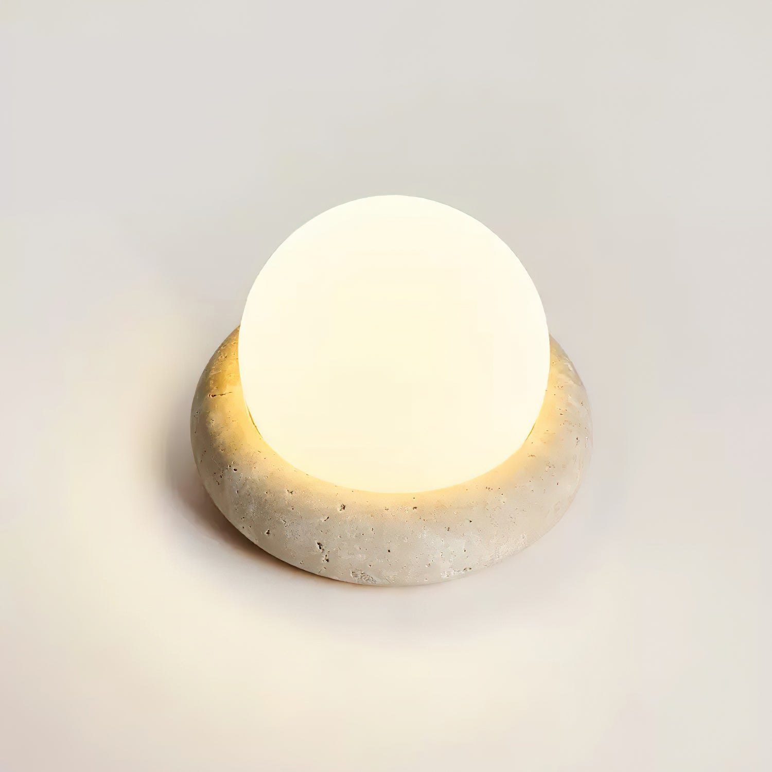 Riita Travertine Globe Table Lamp Mini Maga - Lamp Copper