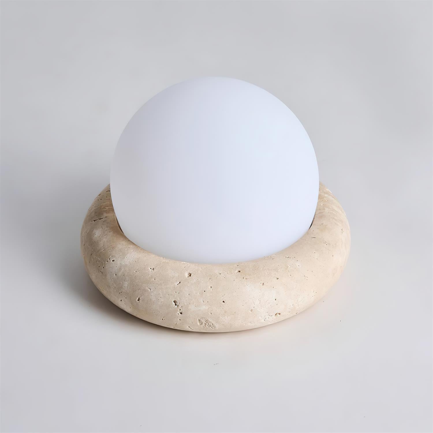 Riita Travertine Globe Table Lamp Mini Maga - Lamp Copper