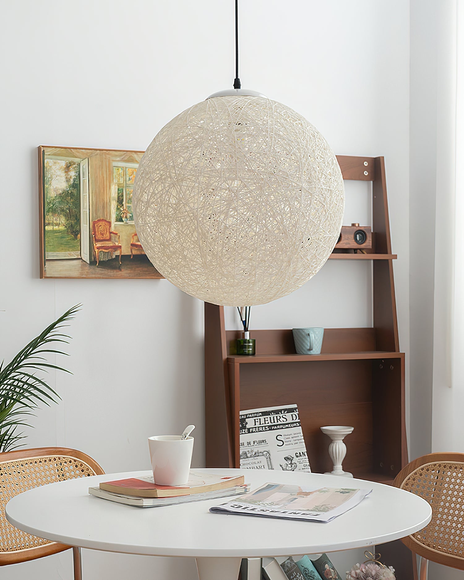 Pendant Light Hemp Rattan Sphere Bohemian - Lamp Copper
