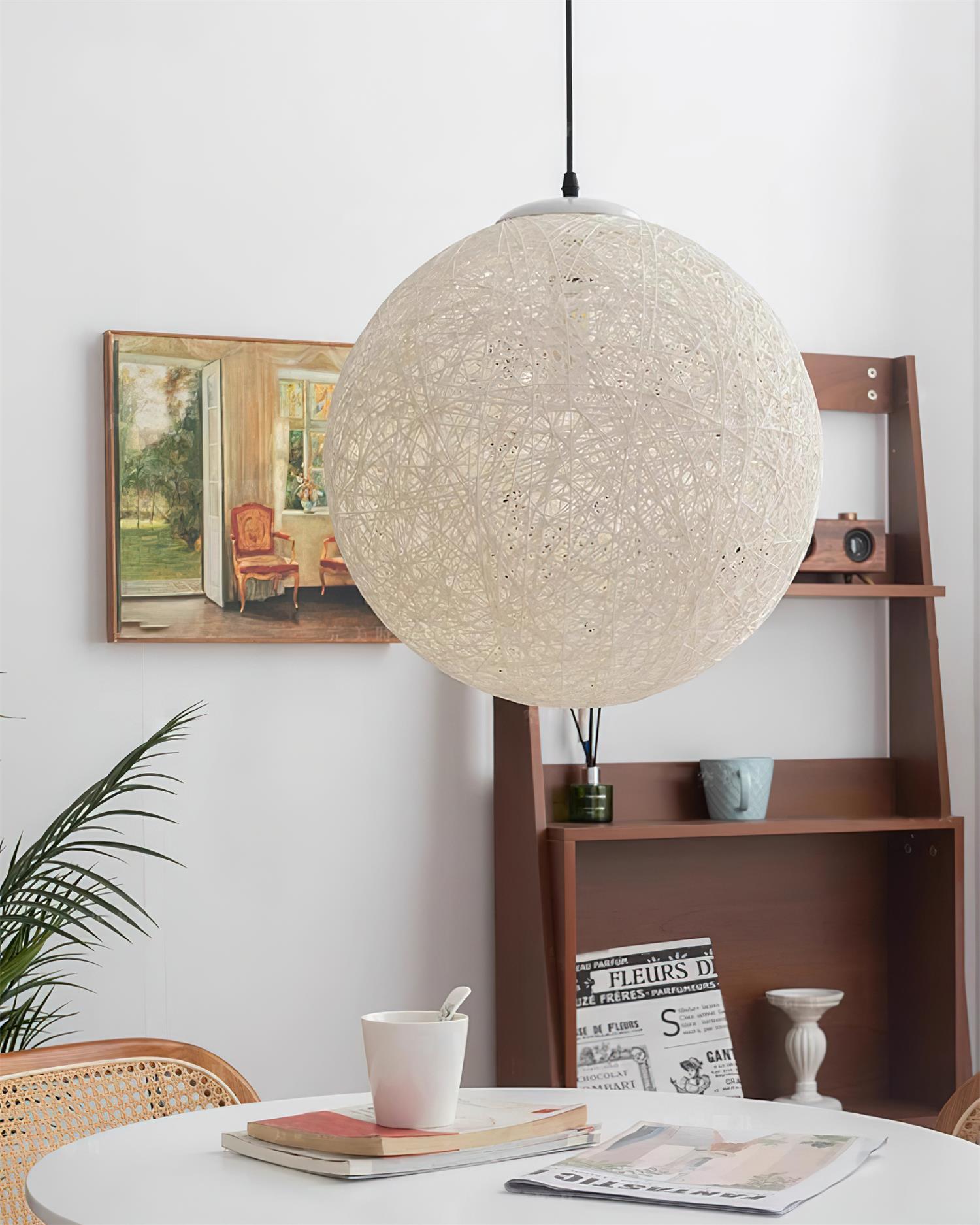 Pendant Light Hemp Rattan Sphere Bohemian - Lamp Copper