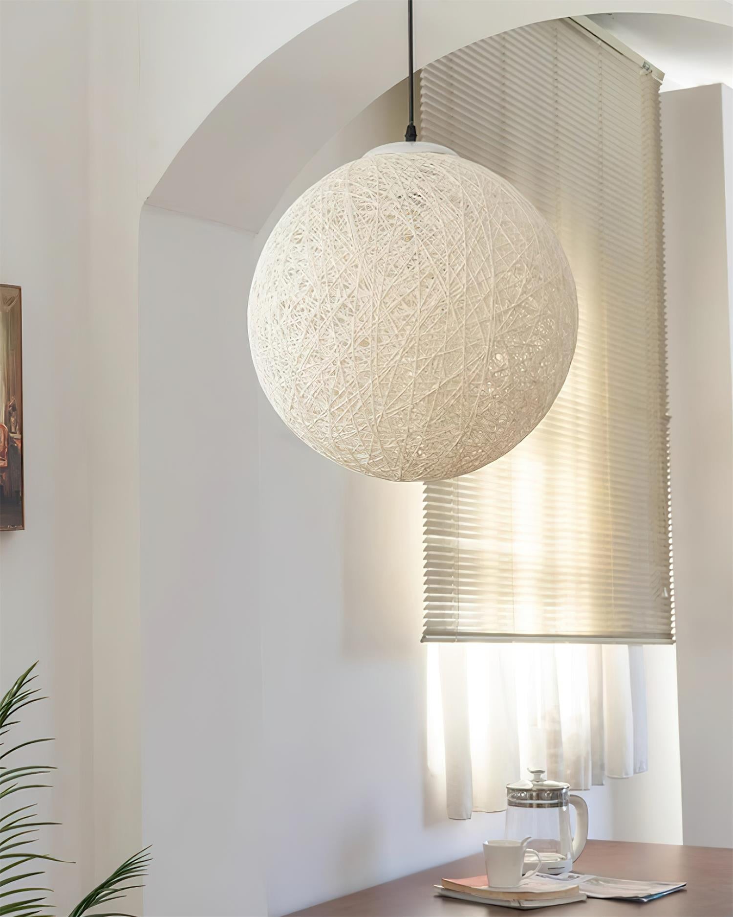 Pendant Light Hemp Rattan Sphere Bohemian - Lamp Copper