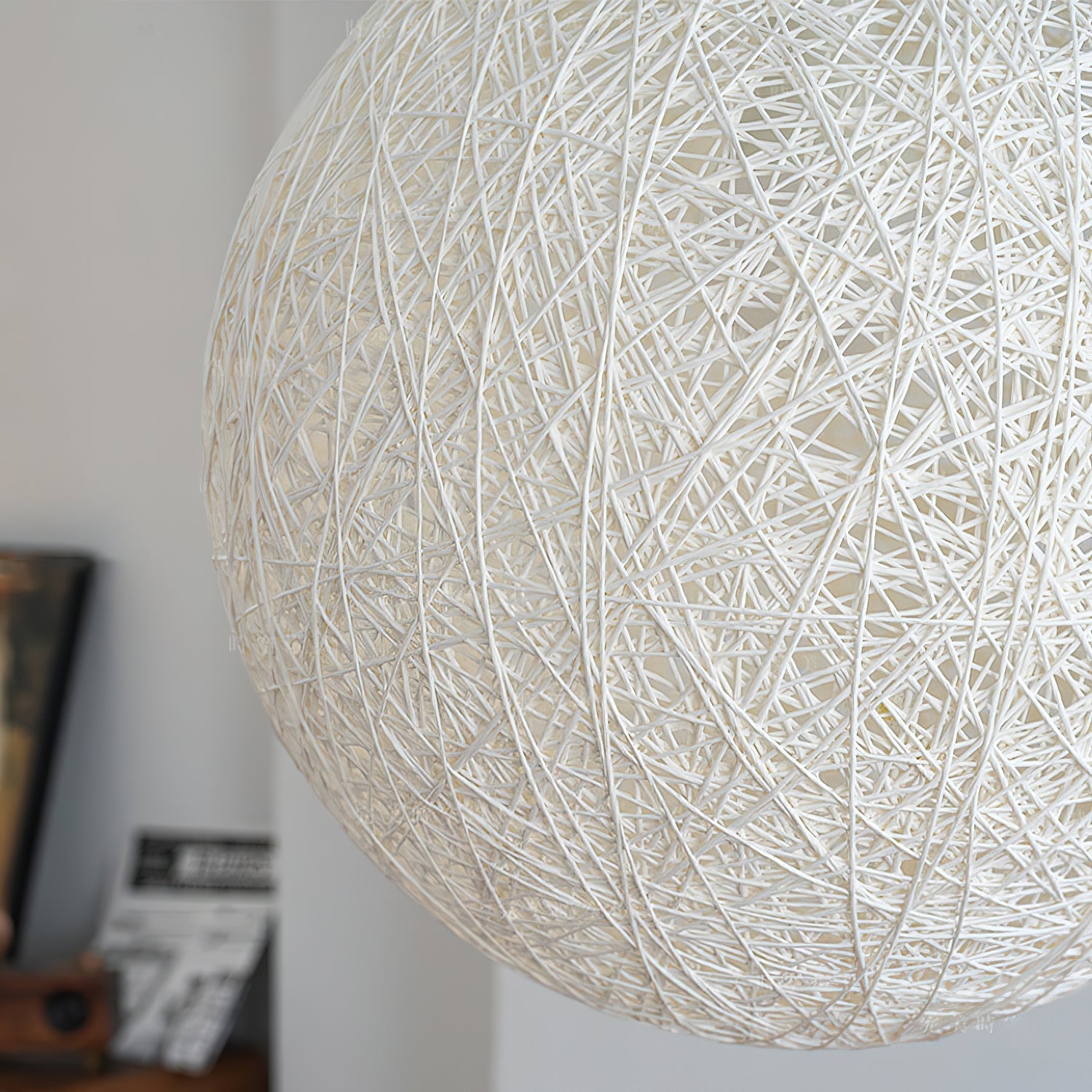 Pendant Light Hemp Rattan Sphere Bohemian - Lamp Copper