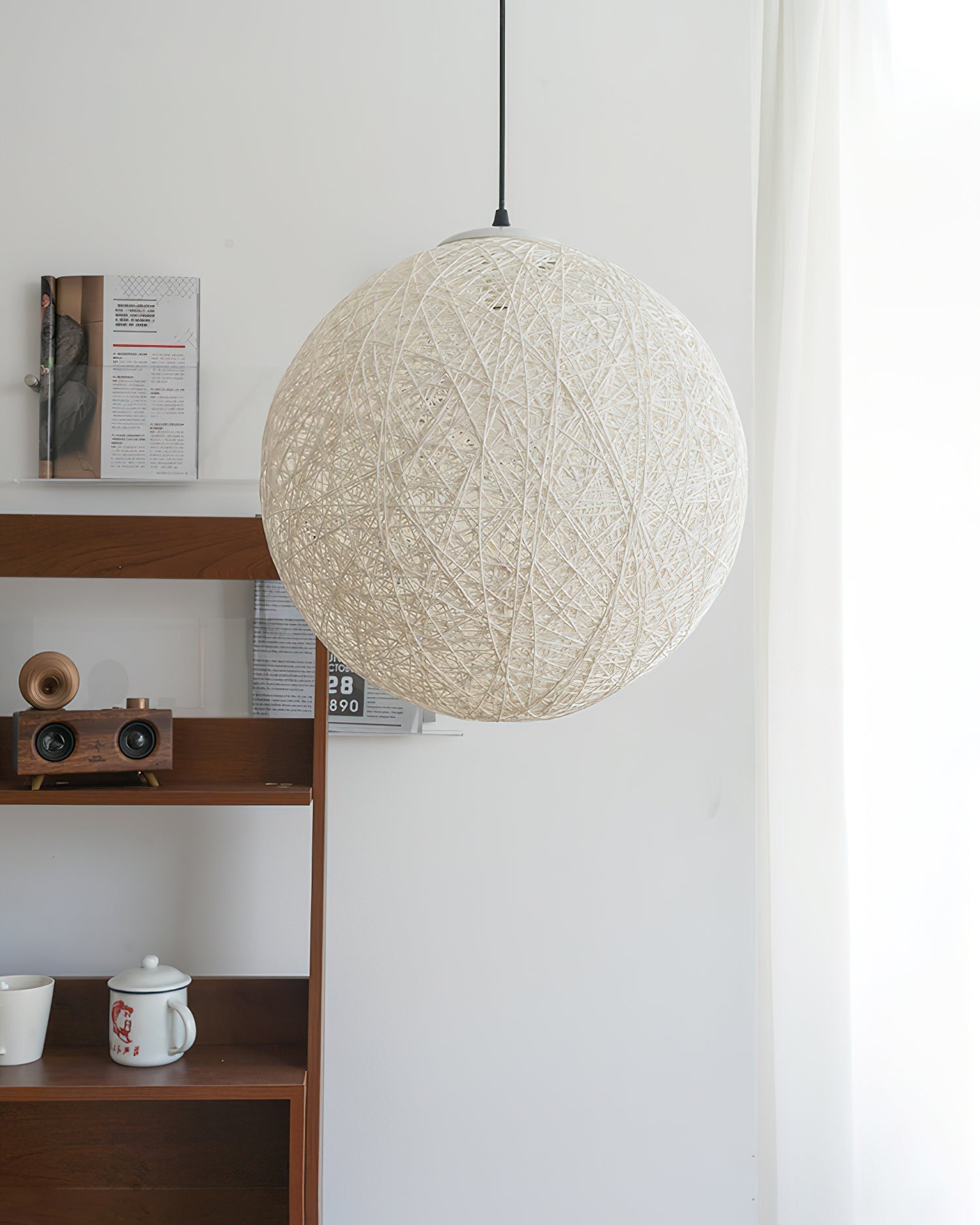 Pendant Light Hemp Rattan Sphere Bohemian - Lamp Copper