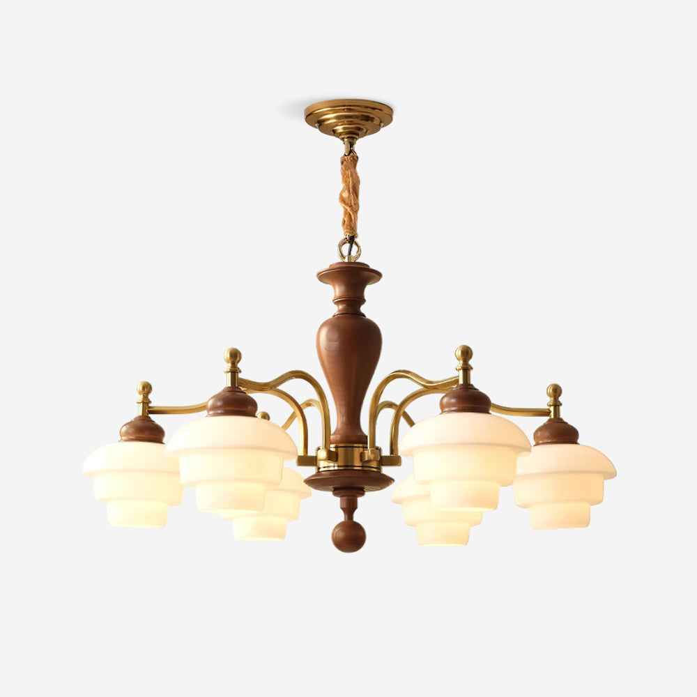 Hovian Wooden Chandelier - Lamp Copper