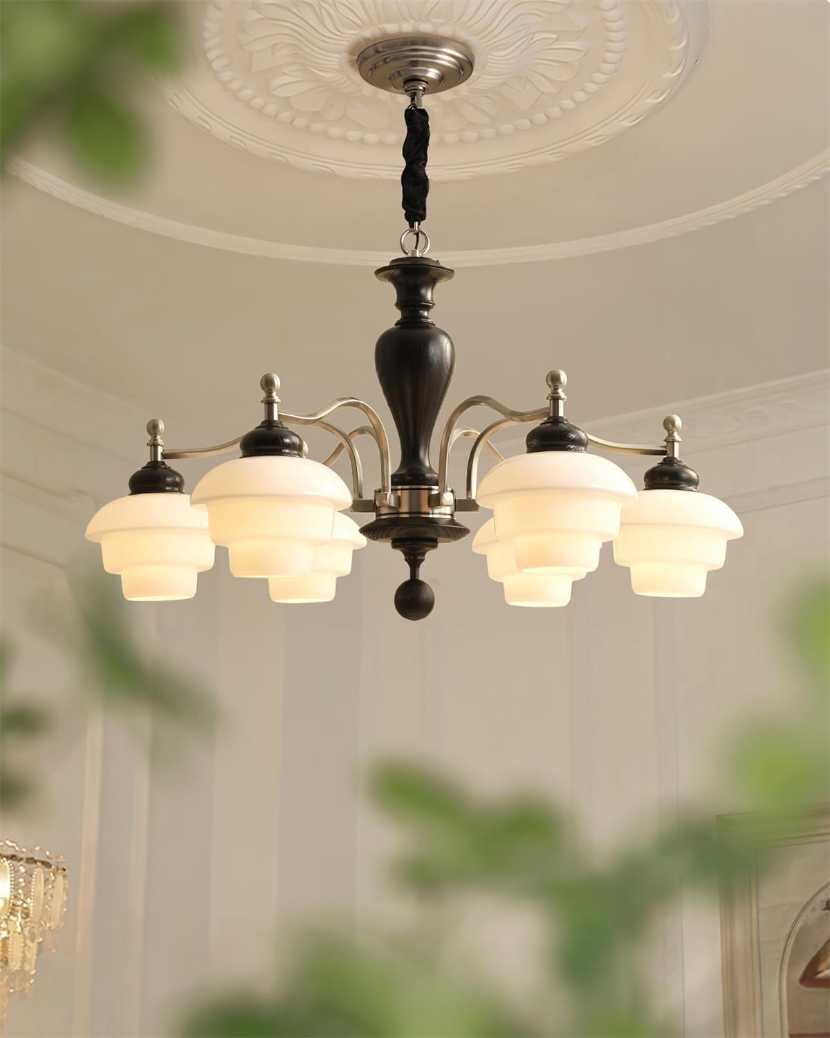 Hovian Wooden Chandelier - Lamp Copper