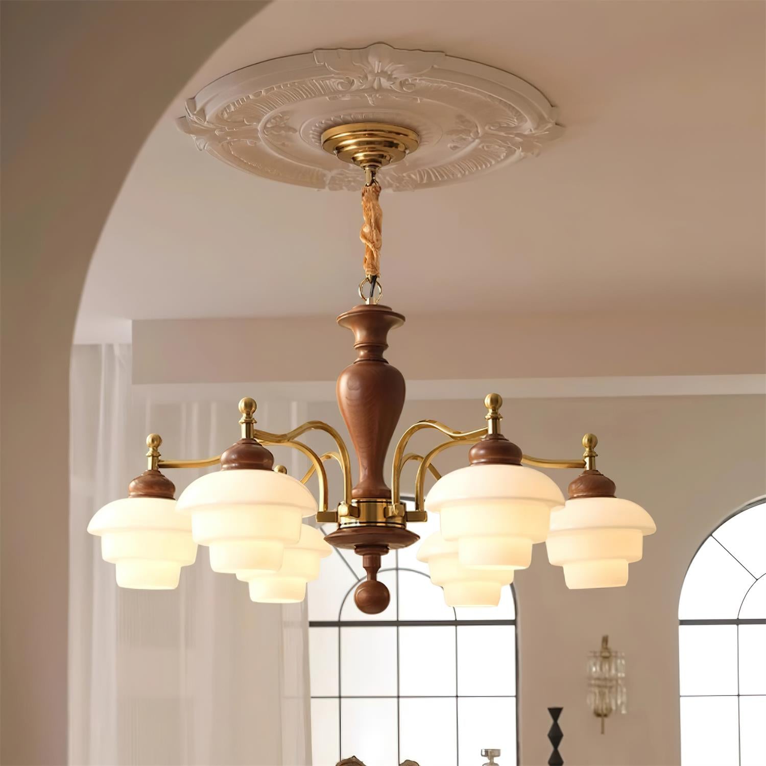 Hovian Wooden Chandelier - Lamp Copper