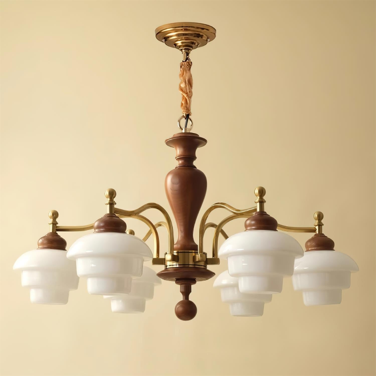 Hovian Wooden Chandelier - Lamp Copper