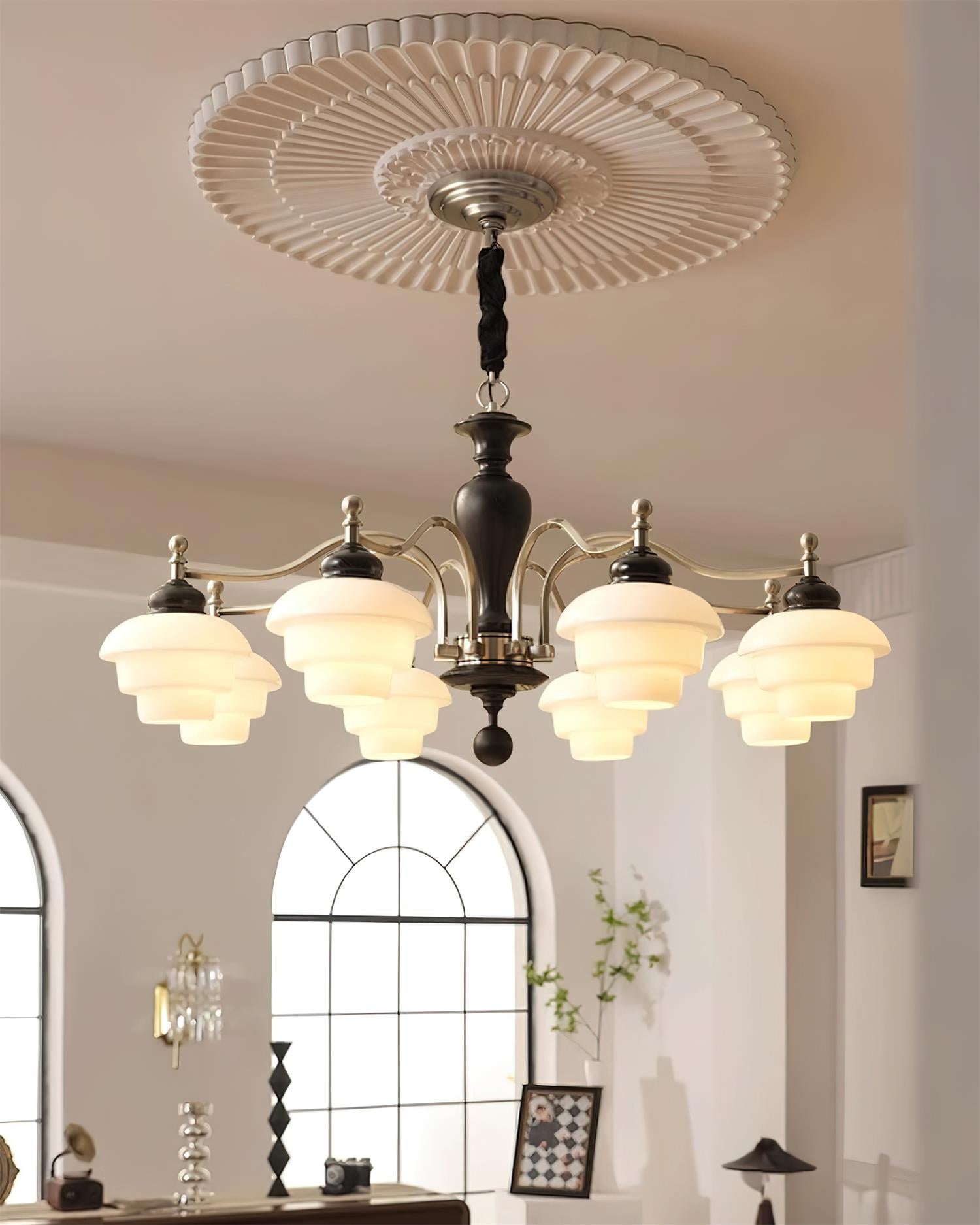 Hovian Wooden Chandelier - Lamp Copper