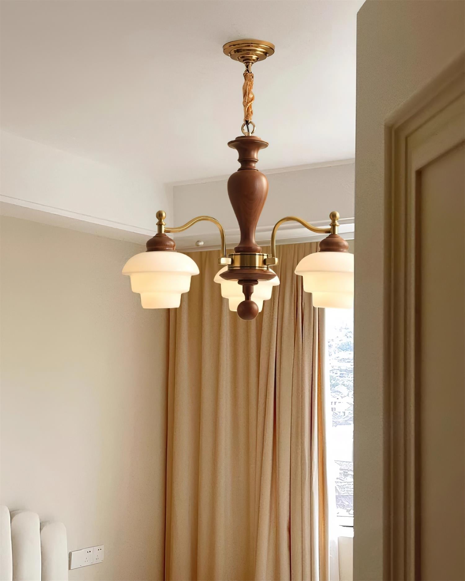 Hovian Wooden Chandelier - Lamp Copper