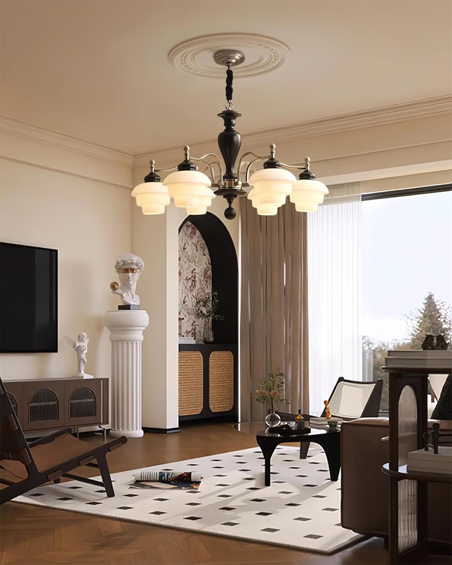 Hovian Wooden Chandelier - Lamp Copper