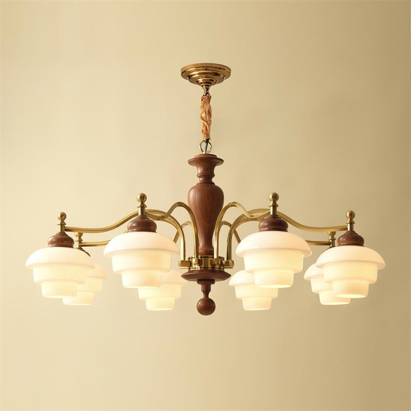 Hovian Wooden Chandelier - Lamp Copper