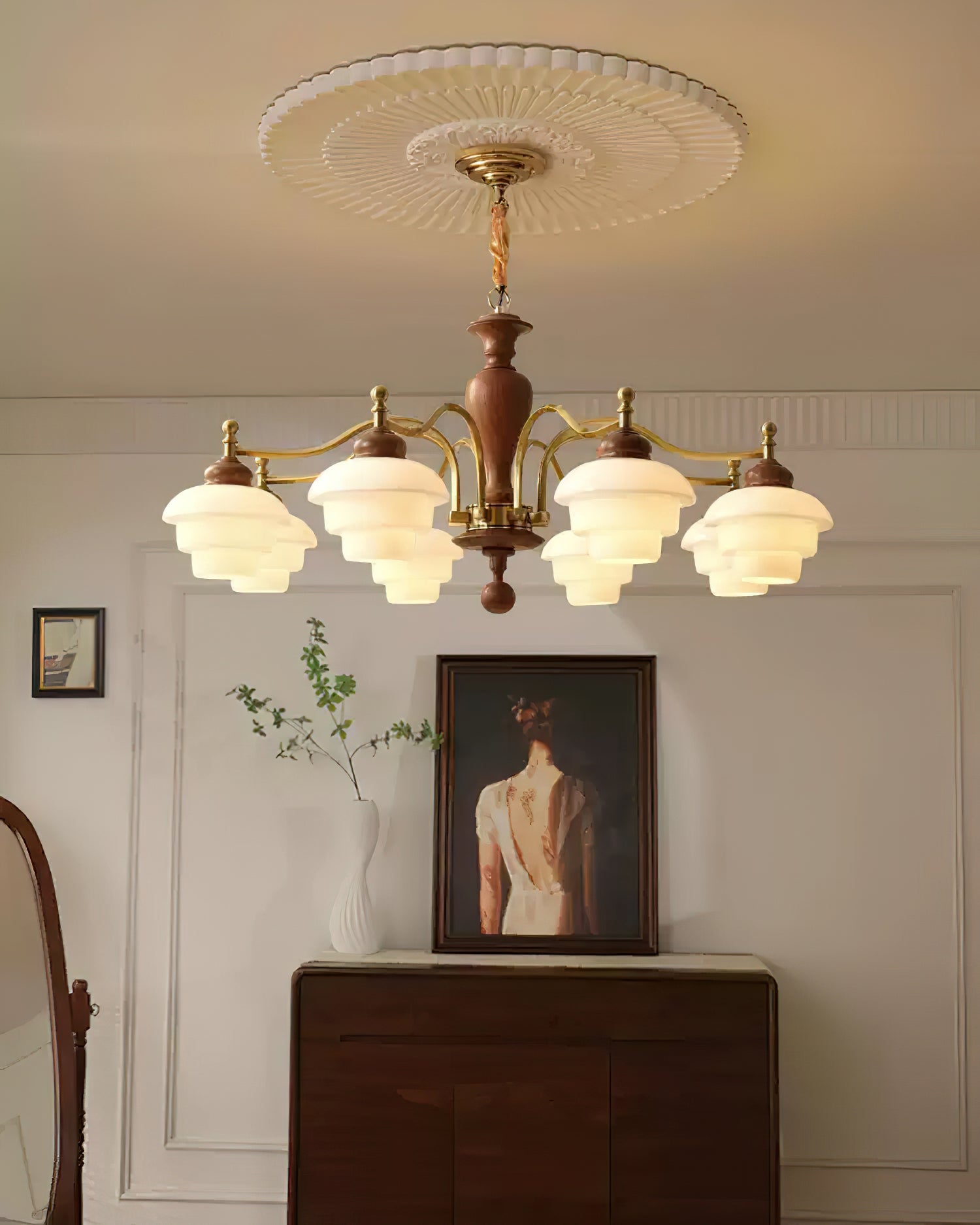 Hovian Wooden Chandelier - Lamp Copper