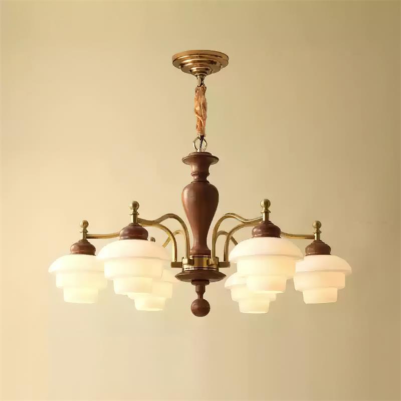 Hovian Wooden Chandelier - Lamp Copper