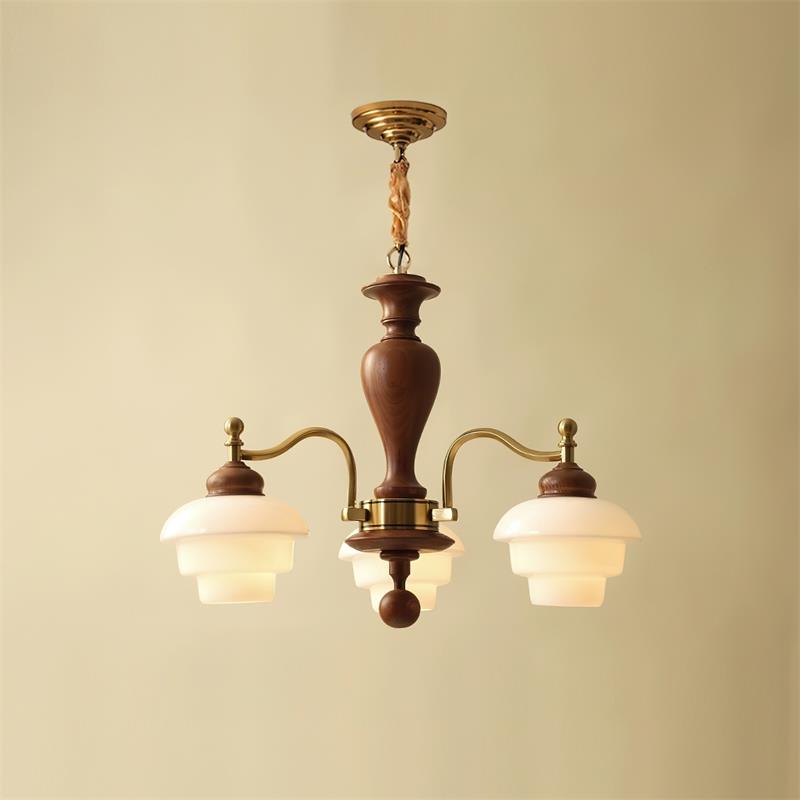 Hovian Wooden Chandelier - Lamp Copper