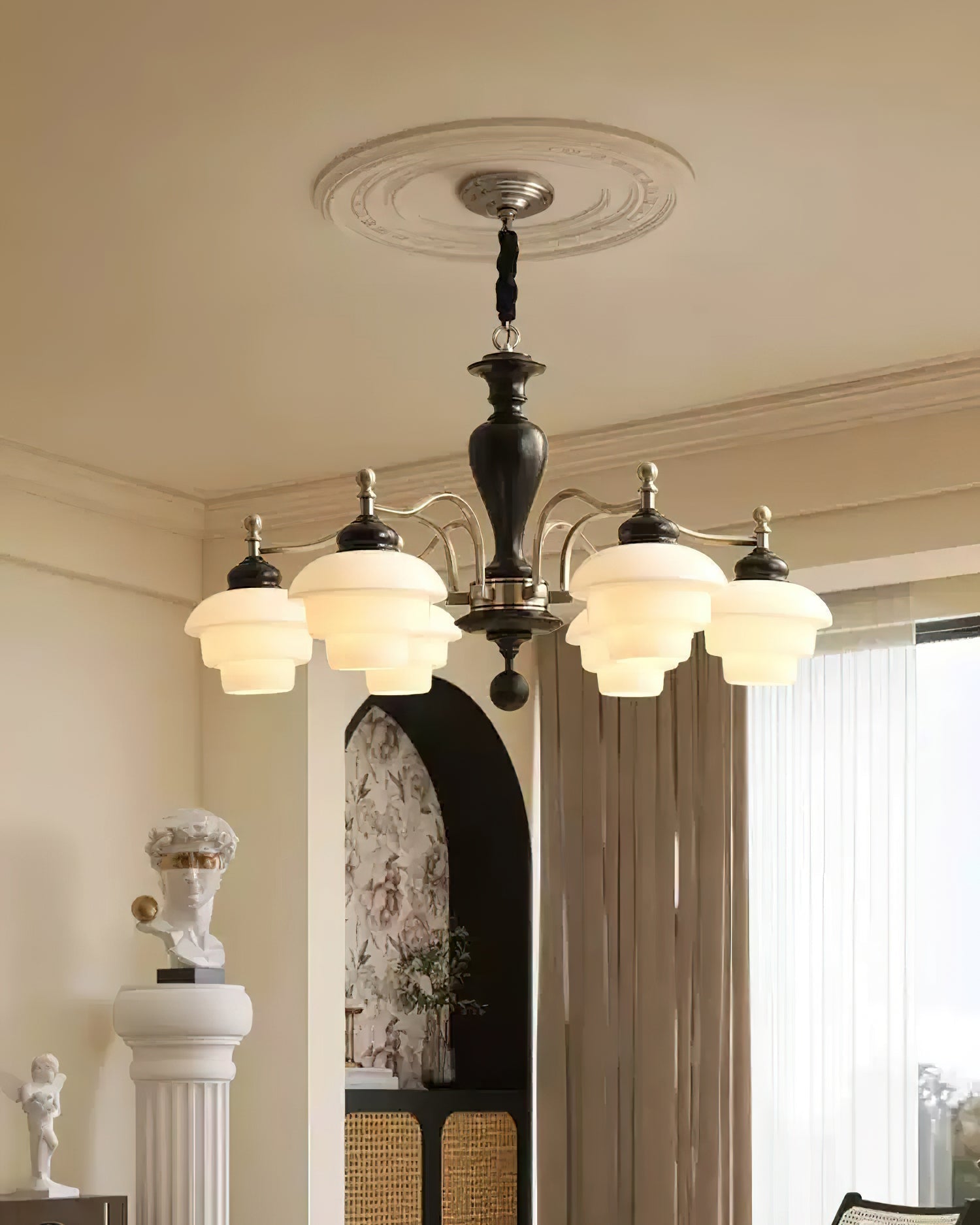 Hovian Wooden Chandelier - Lamp Copper