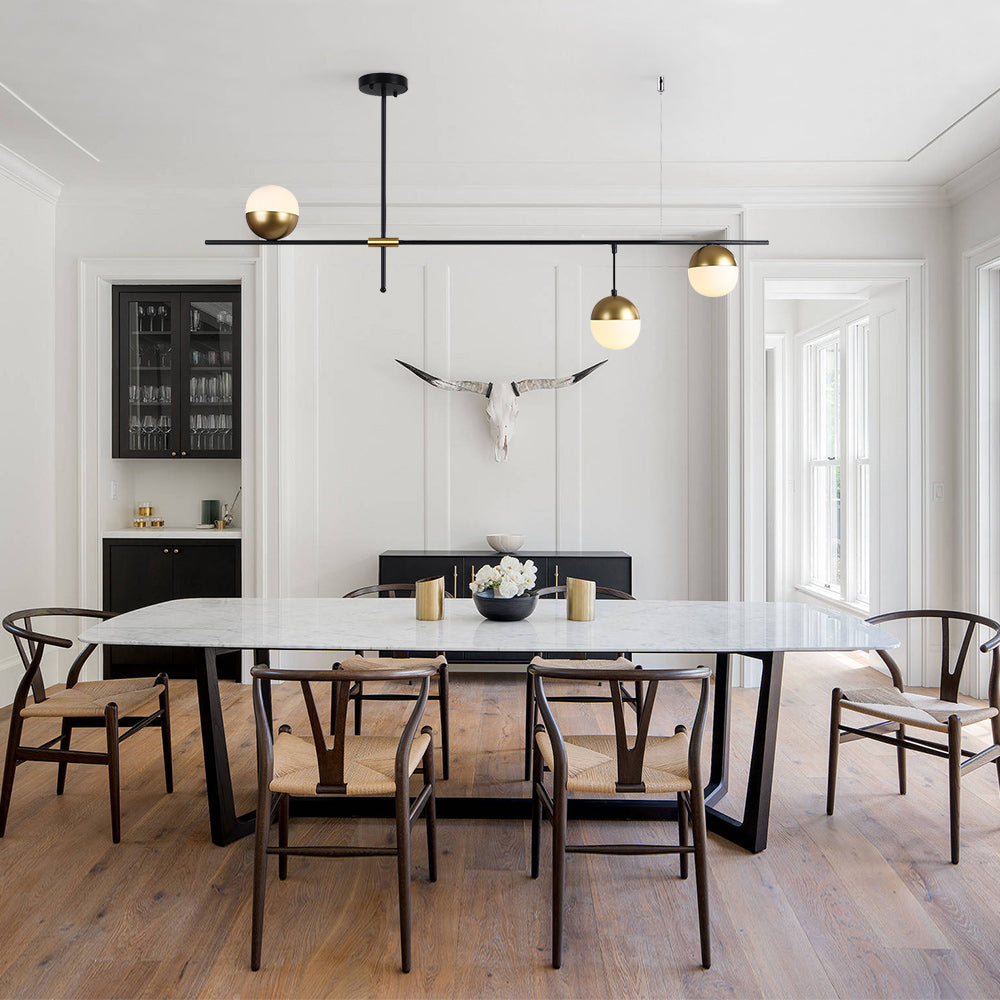 Modern Linear Metal Chandelier - Lamp Copper