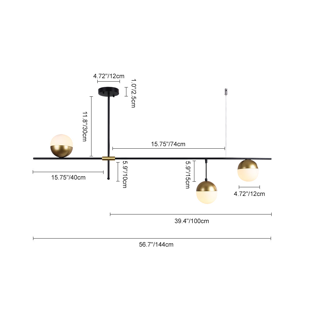 Modern Linear Metal Chandelier - Lamp Copper