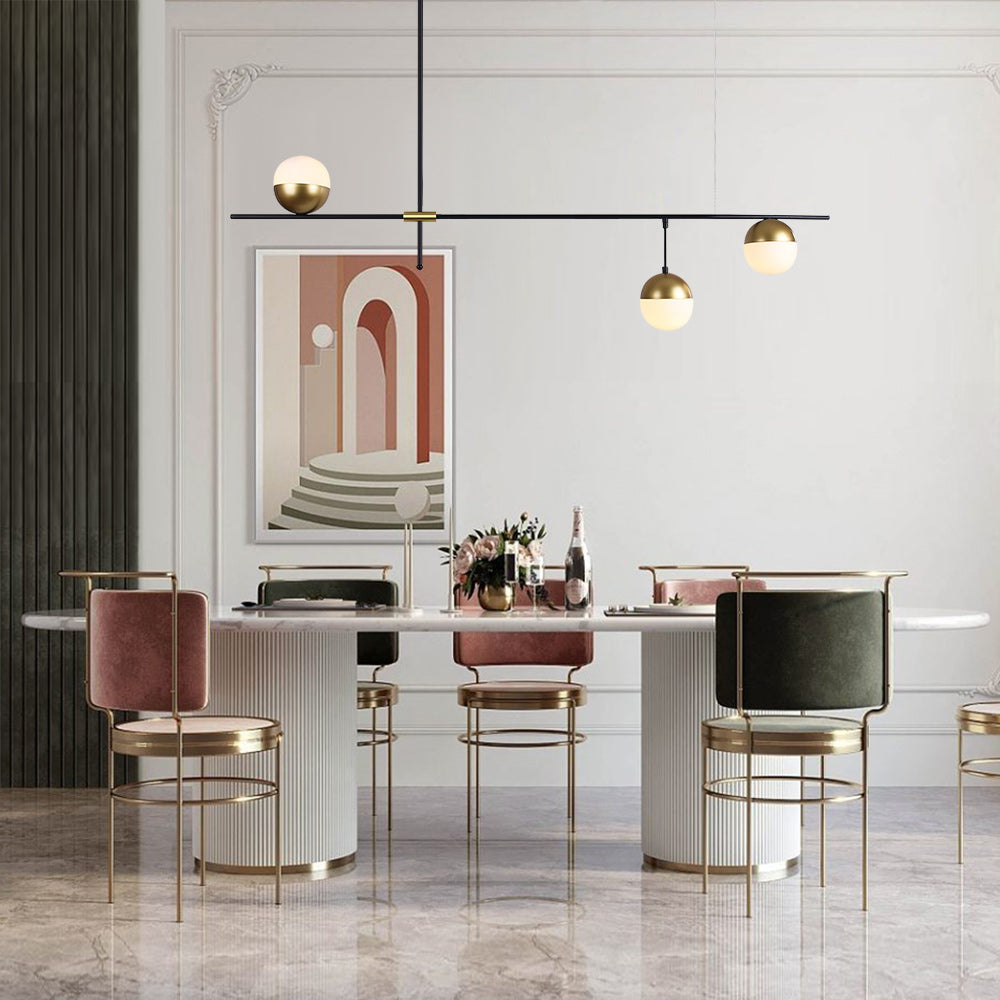 Modern Linear Metal Chandelier - Lamp Copper