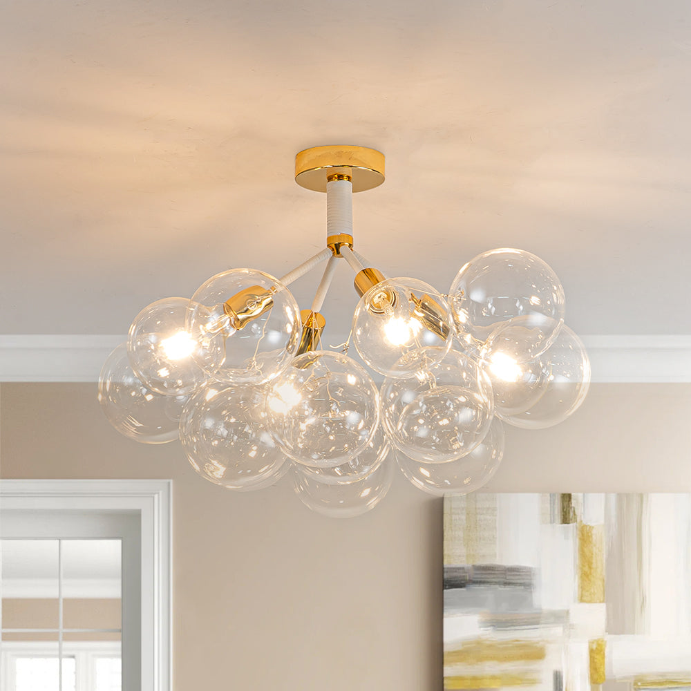 Evoke Modern Bubble Glass Chandelier / Semi Flush - Lamp Copper