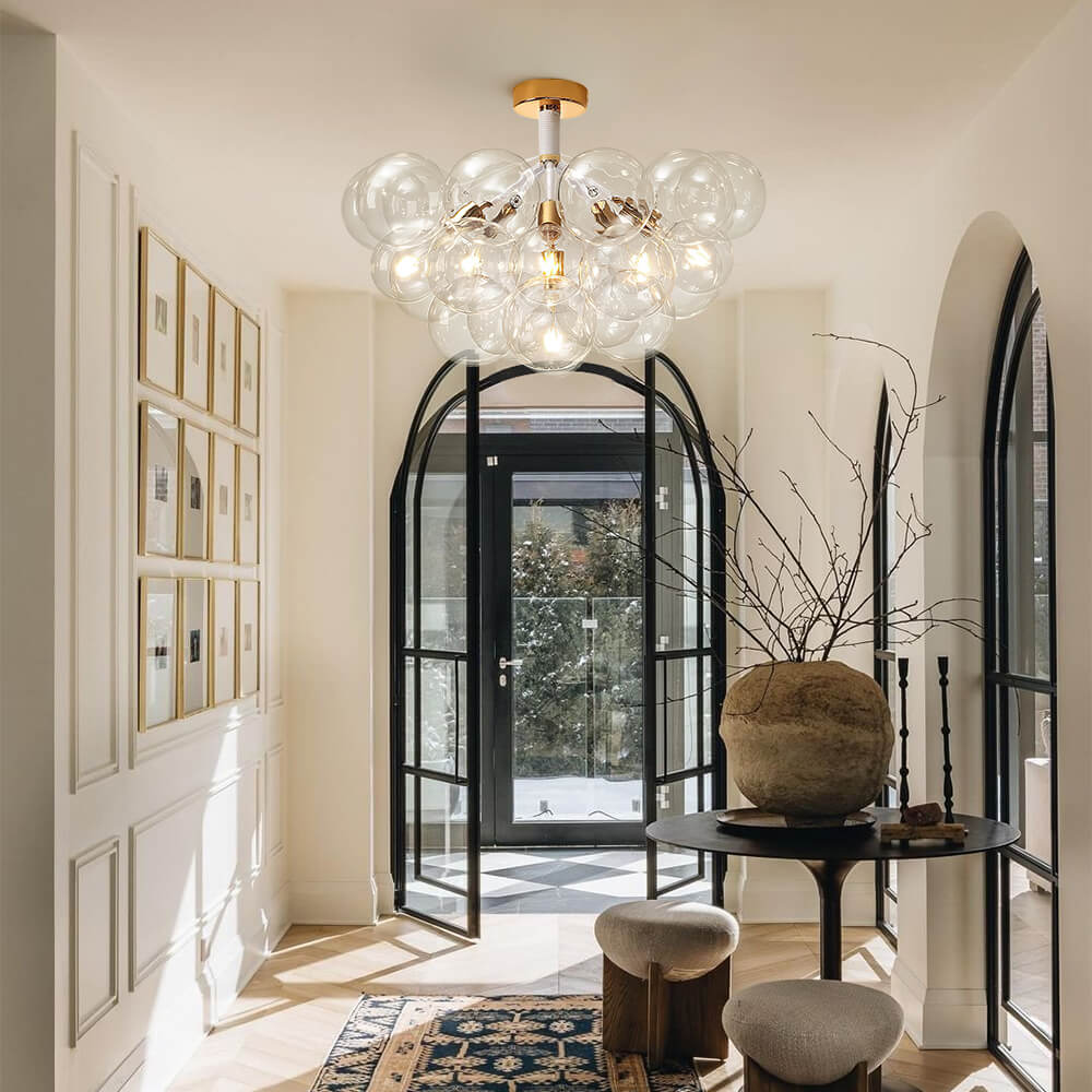 Evoke Modern Bubble Glass Chandelier / Semi Flush - Lamp Copper
