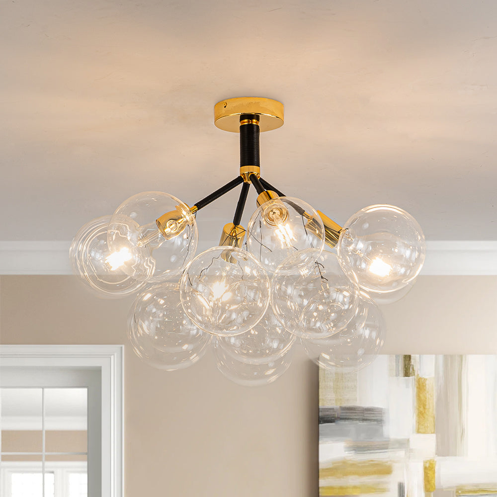 Evoke Modern Bubble Glass Chandelier / Semi Flush - Lamp Copper
