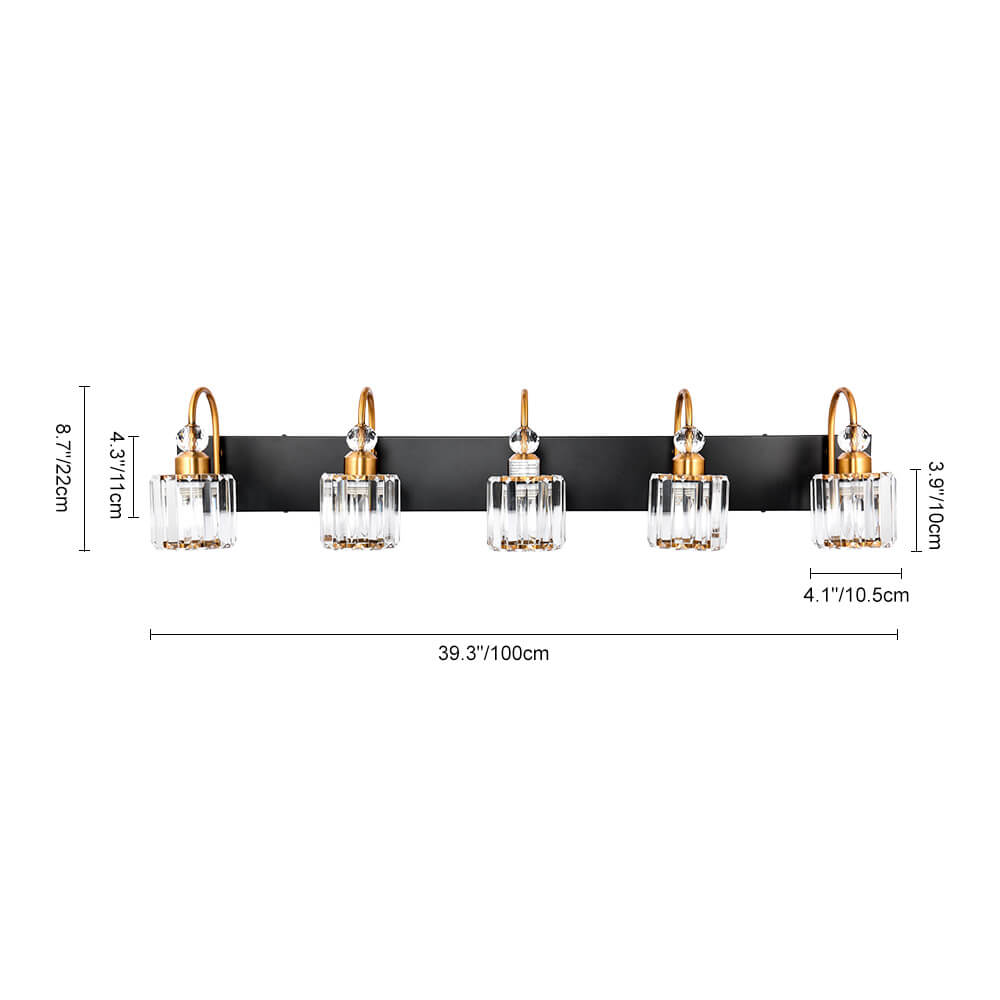 Ogon Modern Crystal Vanity Wall Sconce - Lamp Copper