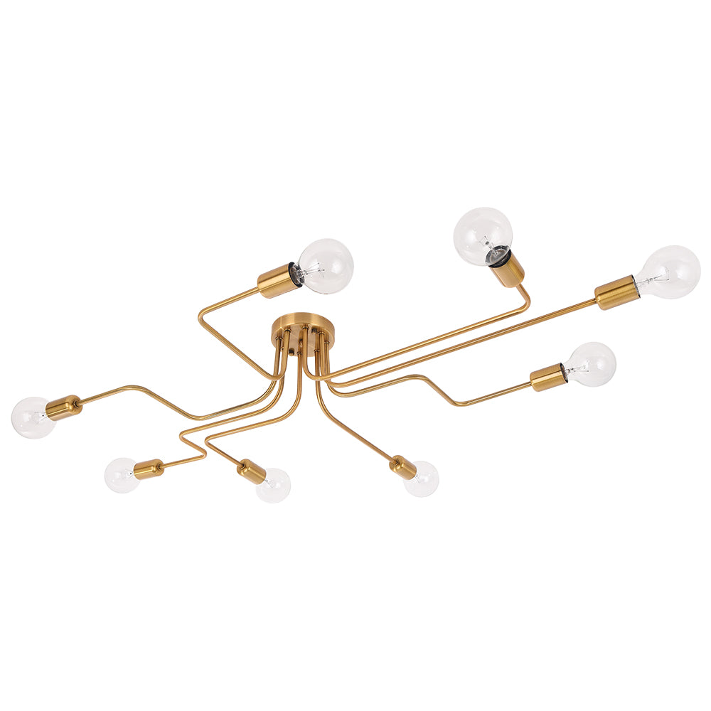 Qvistunix Modern Industrial Sputnik Metal Semi Flush Light - Lamp Copper