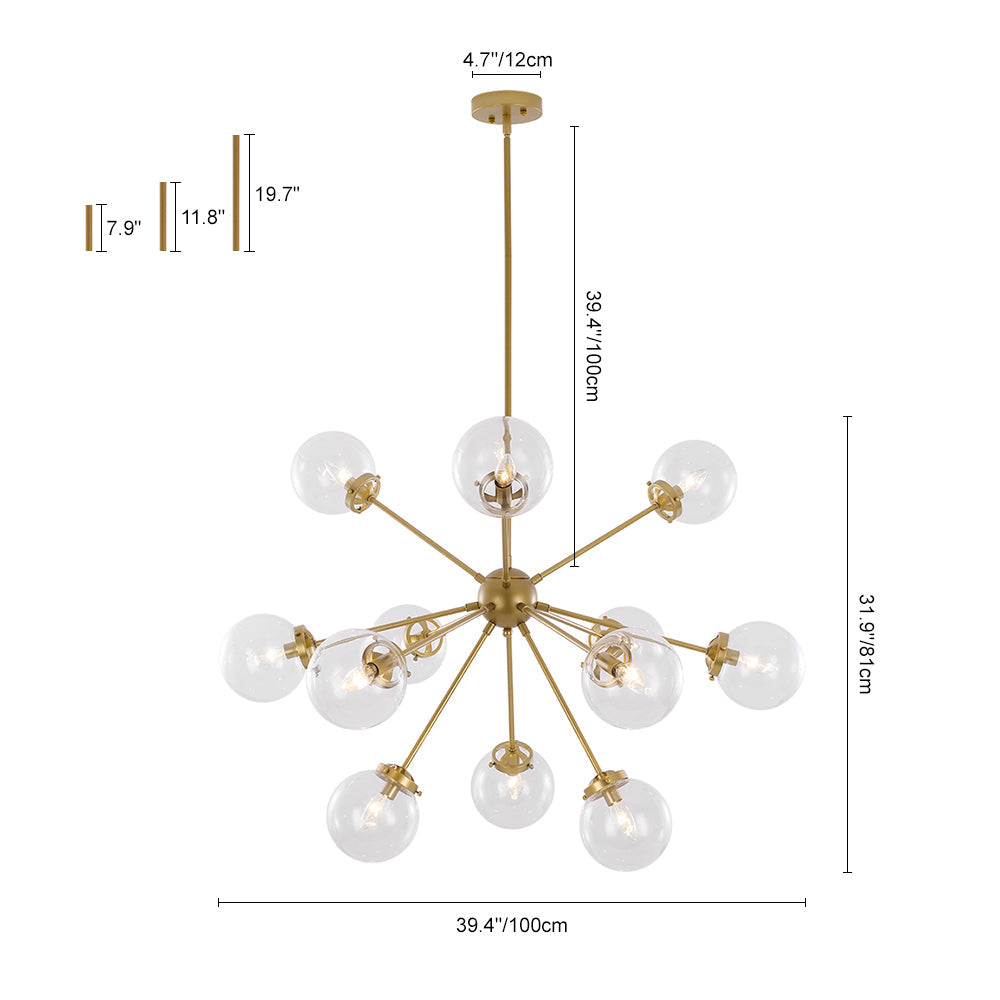 Boreal Modern Sputnik Metal Chandelier - Lamp Copper