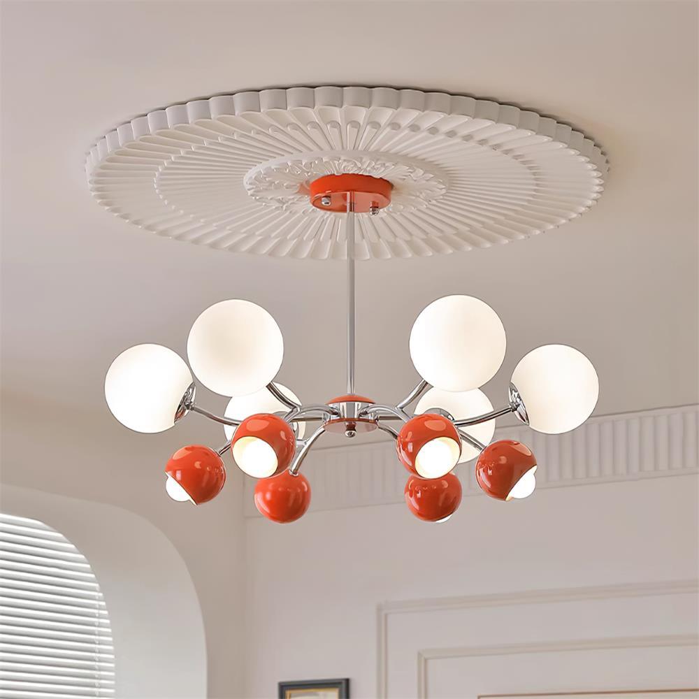 Chandelier Glass Metal Dome Petal Shades Minimalist Ambient Glow - Lamp Copper