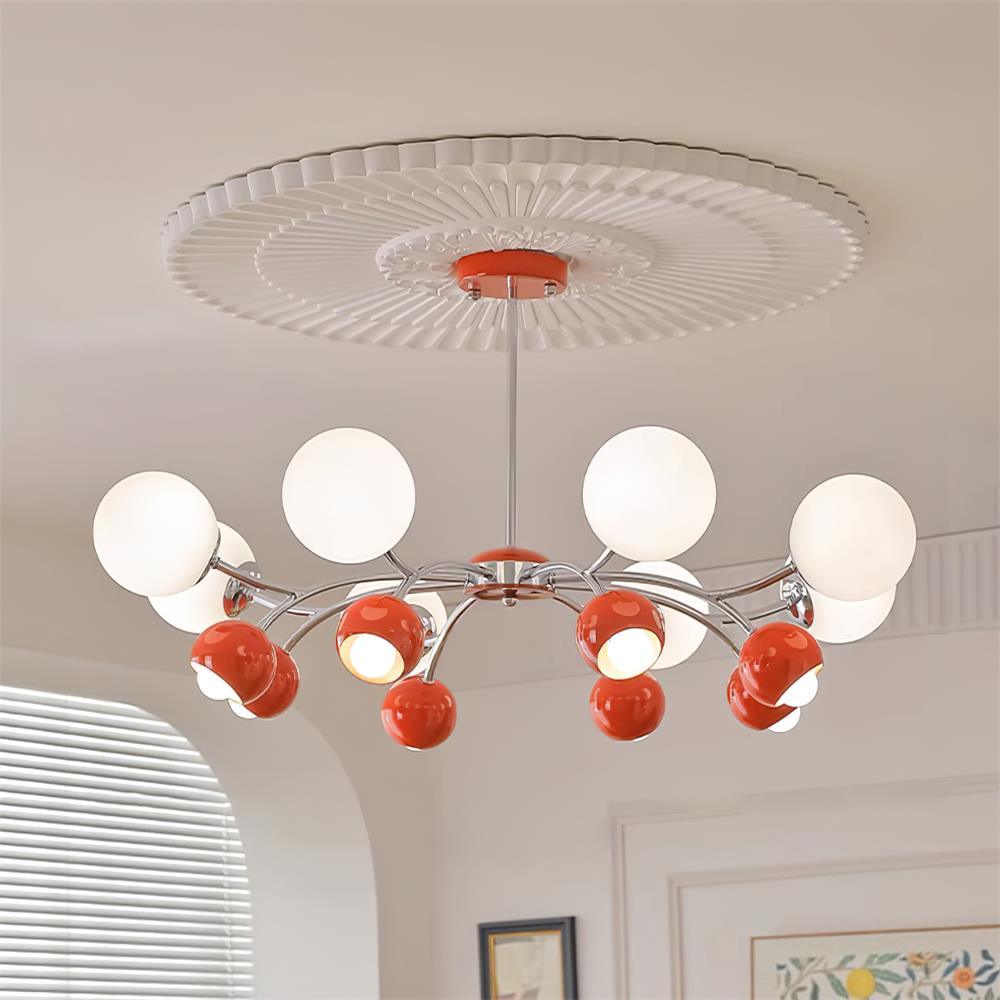 Chandelier Glass Metal Dome Petal Shades Minimalist Ambient Glow - Lamp Copper