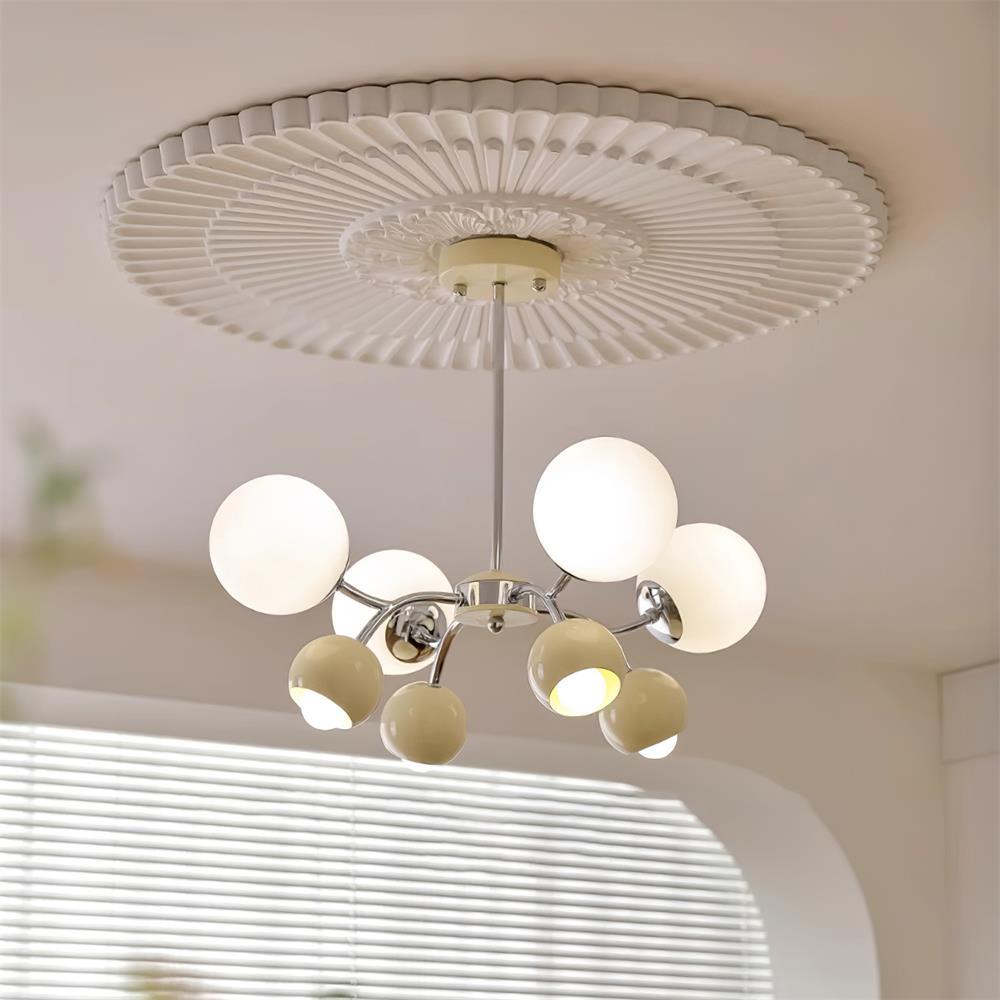 Chandelier Glass Metal Dome Petal Shades Minimalist Ambient Glow - Lamp Copper