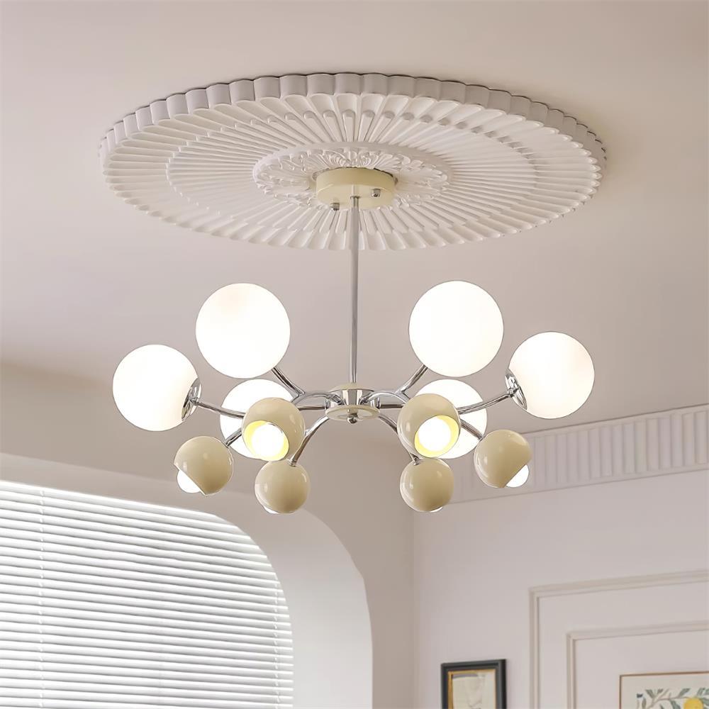 Chandelier Glass Metal Dome Petal Shades Minimalist Ambient Glow - Lamp Copper