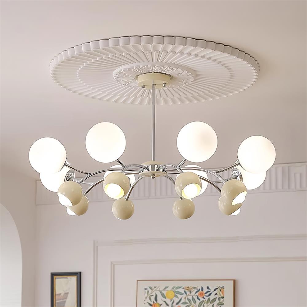 Chandelier Glass Metal Dome Petal Shades Minimalist Ambient Glow - Lamp Copper