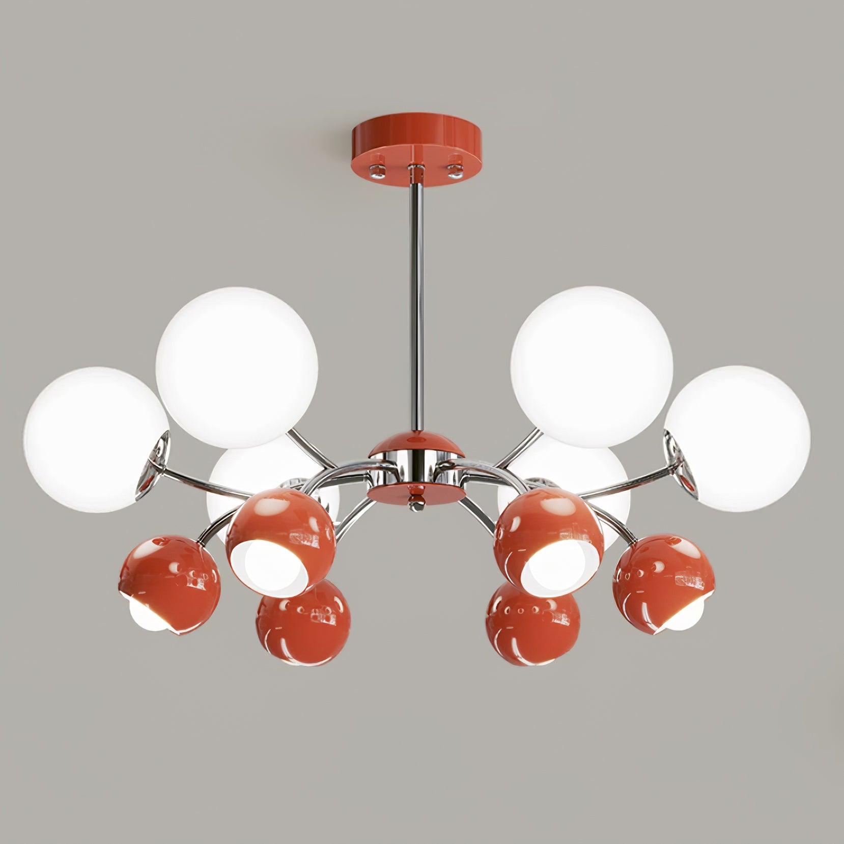 Chandelier Glass Metal Dome Petal Shades Minimalist Ambient Glow - Lamp Copper
