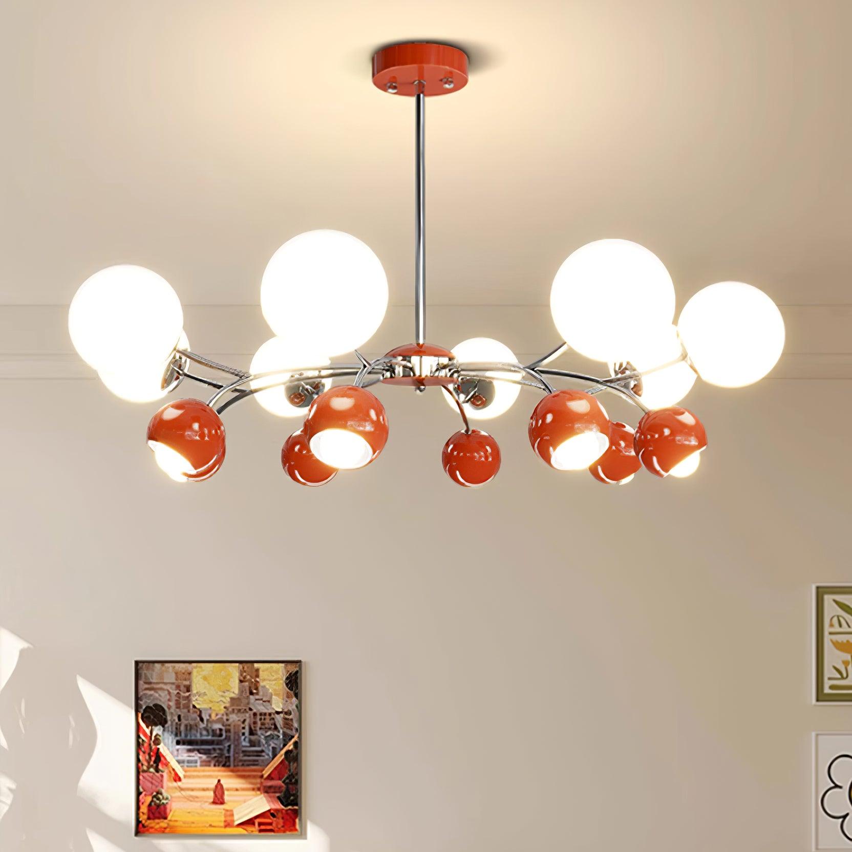 Chandelier Glass Metal Dome Petal Shades Minimalist Ambient Glow - Lamp Copper
