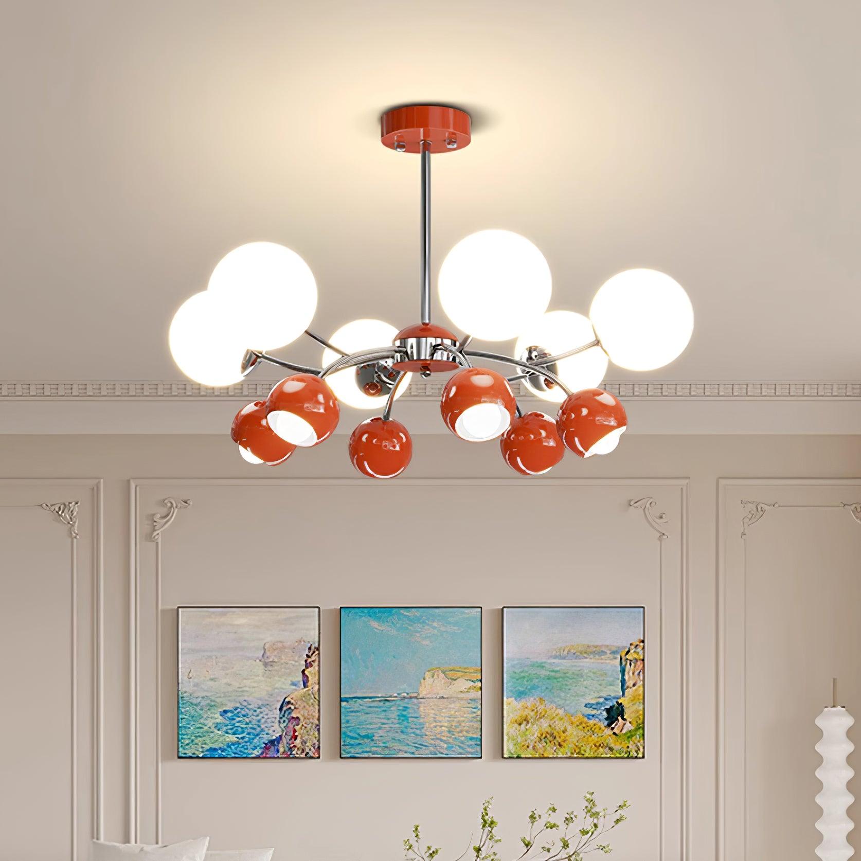 Chandelier Glass Metal Dome Petal Shades Minimalist Ambient Glow - Lamp Copper
