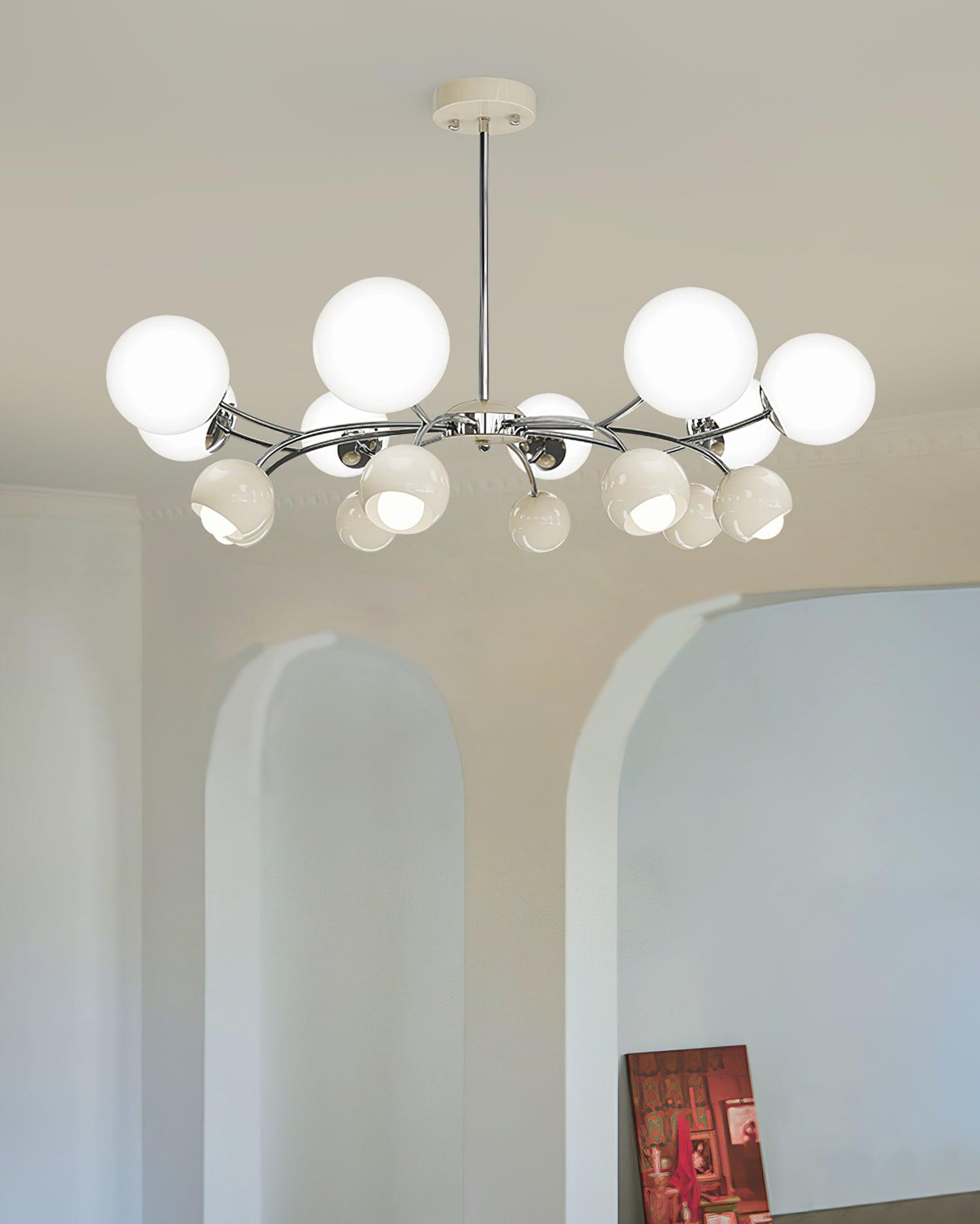 Chandelier Glass Metal Dome Petal Shades Minimalist Ambient Glow - Lamp Copper